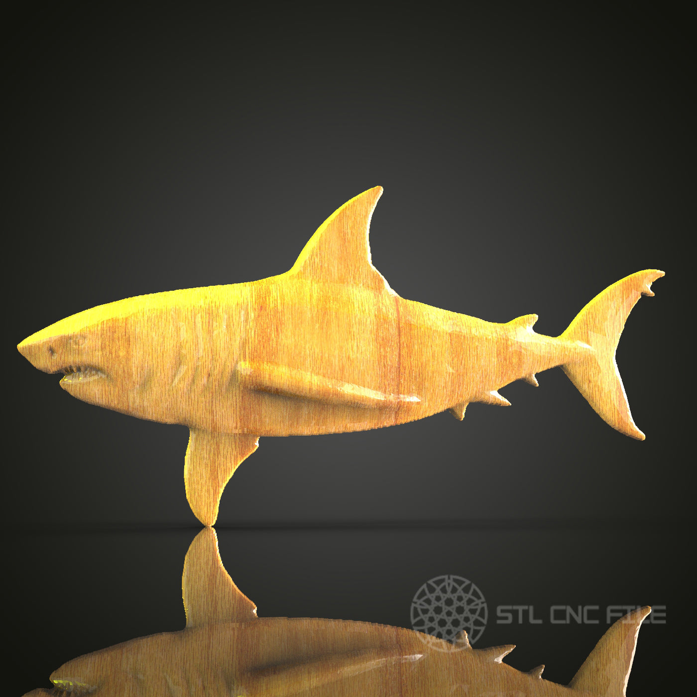 Shark 3D STL Model for CNC Router - Predatory Fish Wood Carving Digital File, Ocean Art Decor
