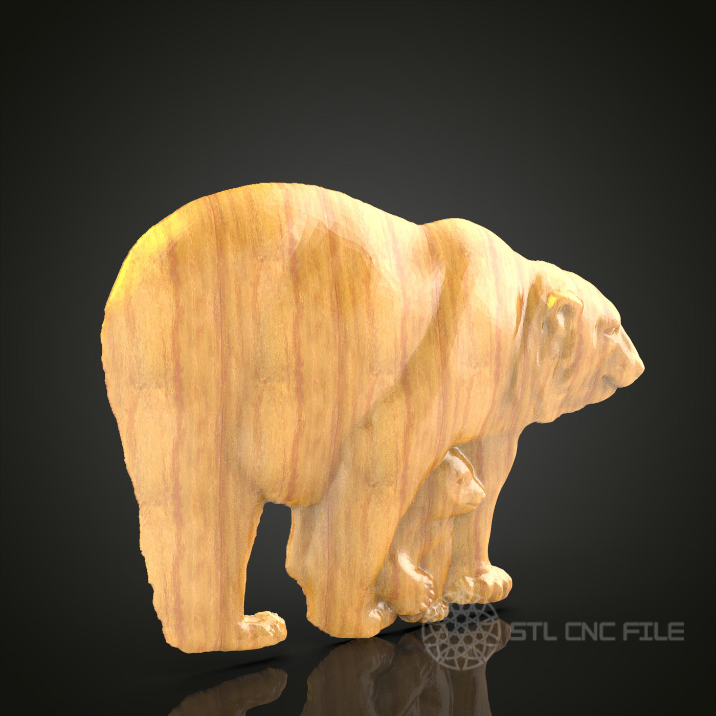 Bear Family 3D STL Model for CNC Router - Mother Bear and Cub Carving Digital File, Heartwarming Wildlife Art (Copie)