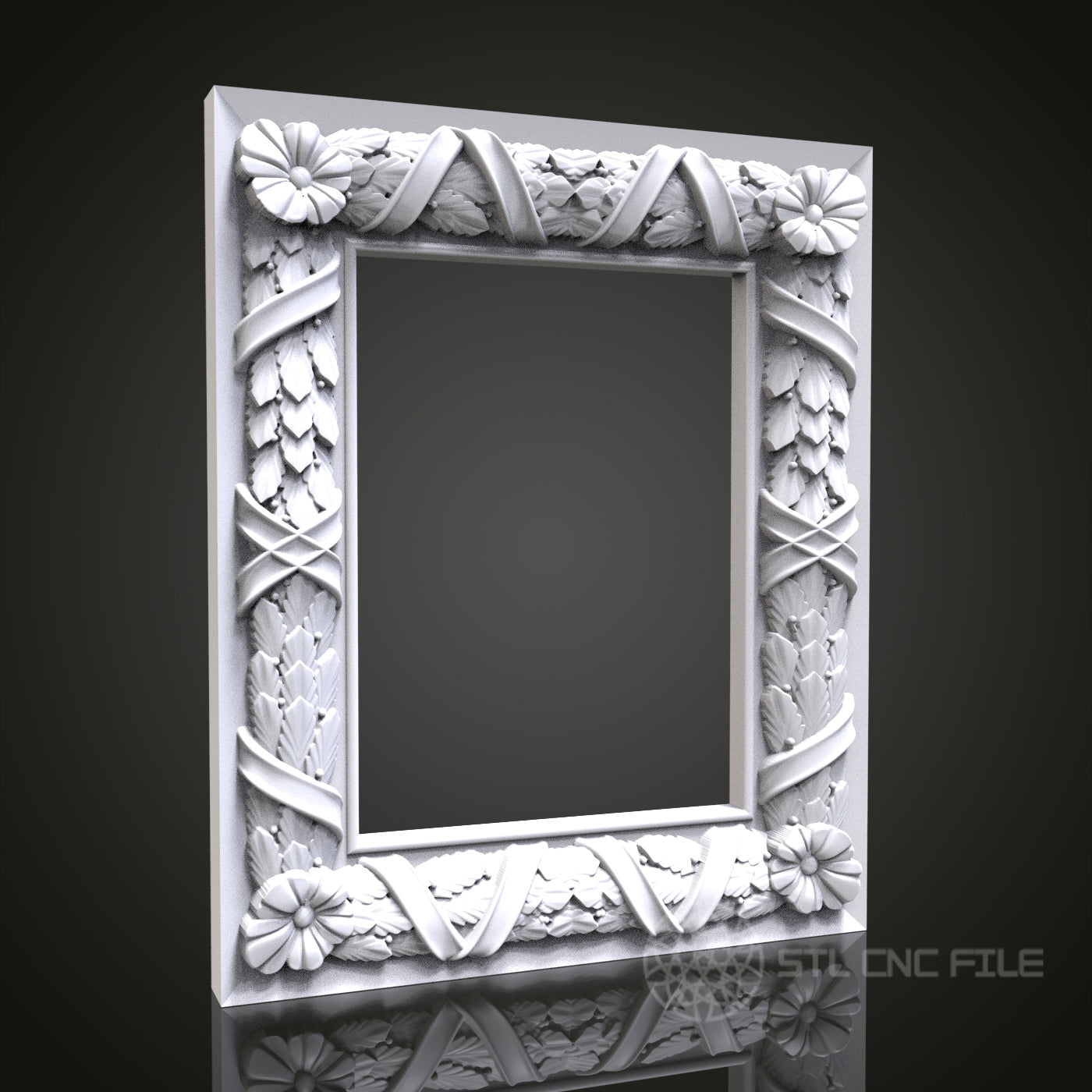 Nature's Frame - Decorative 3D CNC Engraved Wood Frame, Artcam Aspire STL Model for CNC Router, Rustic Wall Frame