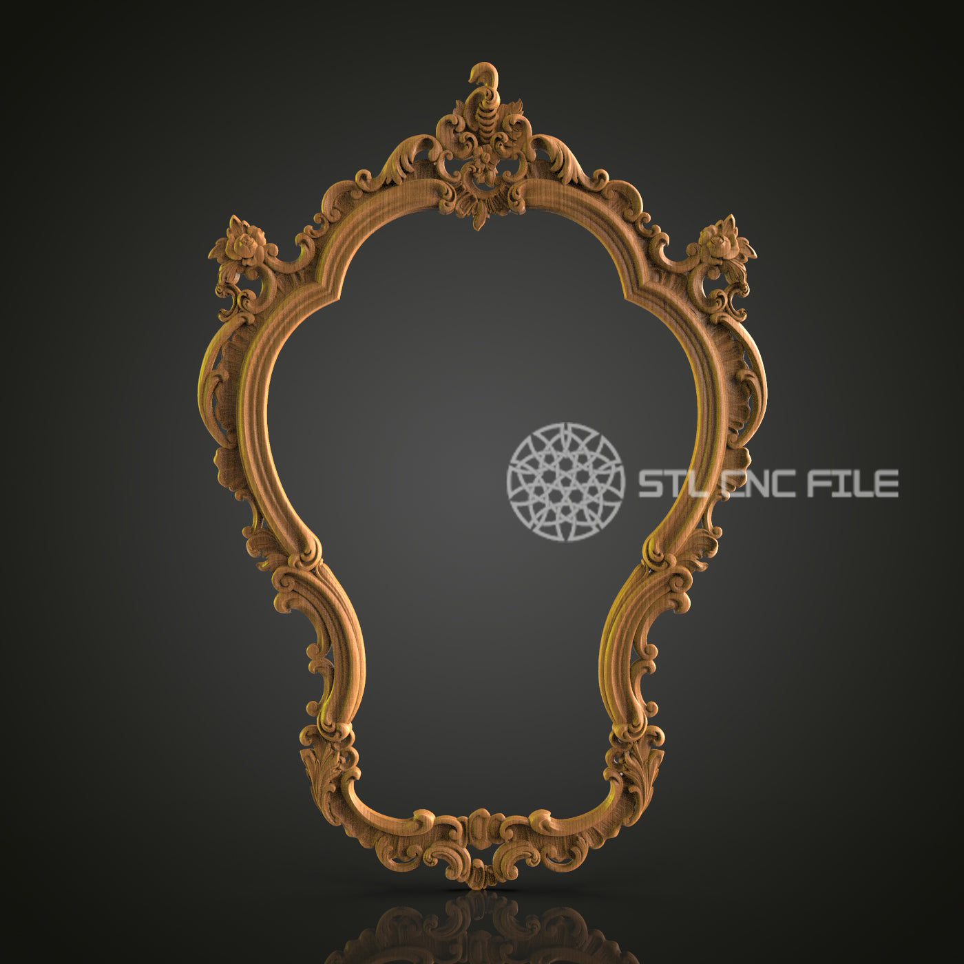 Baroque Style Wood Frame STL Model, CNC Router Engraver, Artcam, Aspire, CNC files, Wall Art, 3D Printer