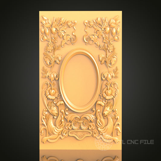 Elaborate Floral Oval Frame Design STL Model for CNC Router Engraver - Artcam, Aspire, CNC Files, 3D Printer Compatible, Wall Decor