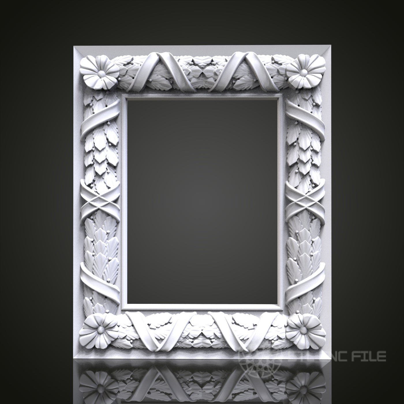 Nature's Frame - Decorative 3D CNC Engraved Wood Frame, Artcam Aspire STL Model for CNC Router, Rustic Wall Frame