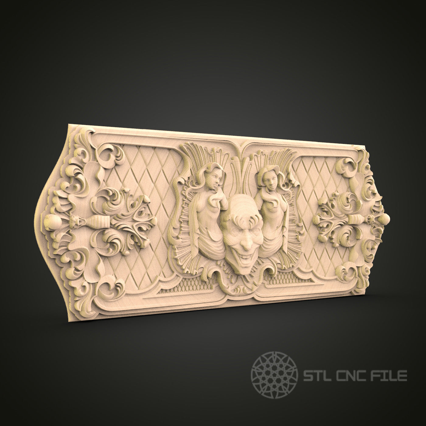 Baroque Coat of Arms CNC Carving STL File - Classical Art Design, Compatible with Artcam, Aspire