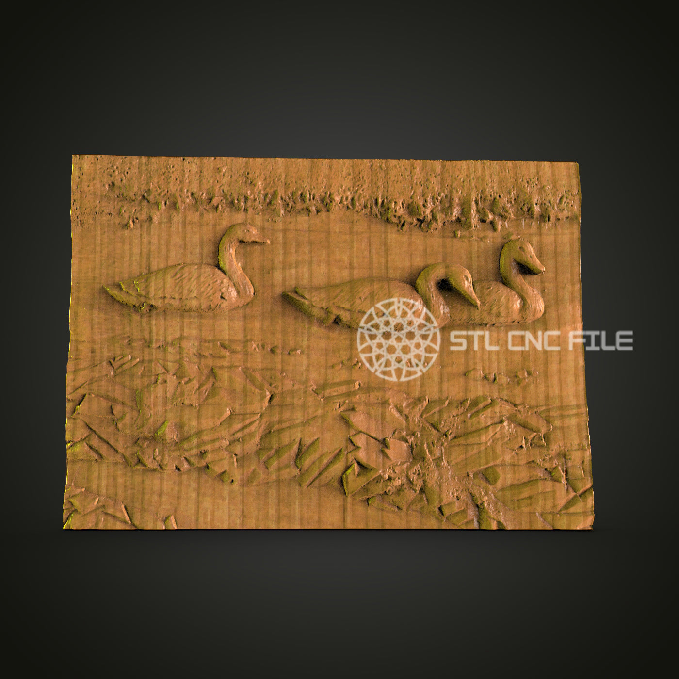 Swan Lake Relief STL File – Elegant CNC Router Carving for Nature-Inspired Decor