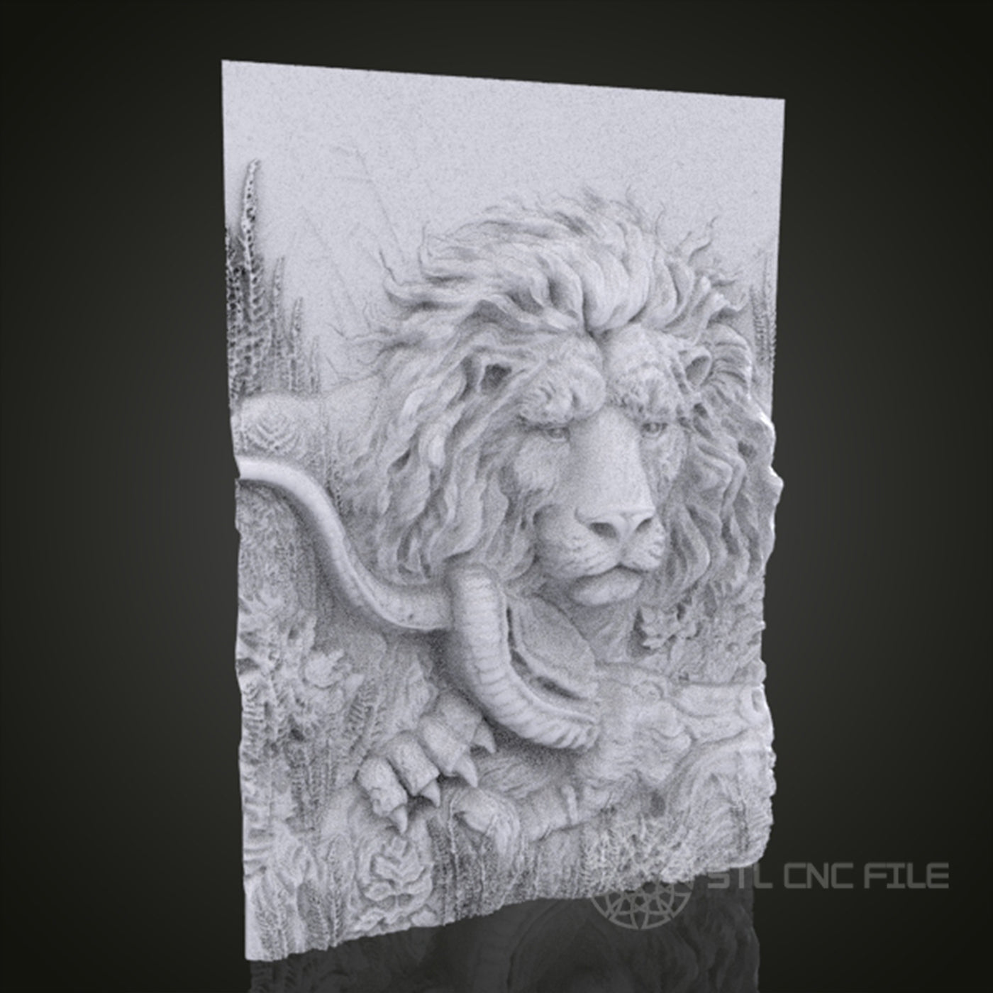 Majestic Lion 3D Relief Art for CNC Router, Artcam, Aspire, Wall Decor, STL Model, Compatible with 3D Printers