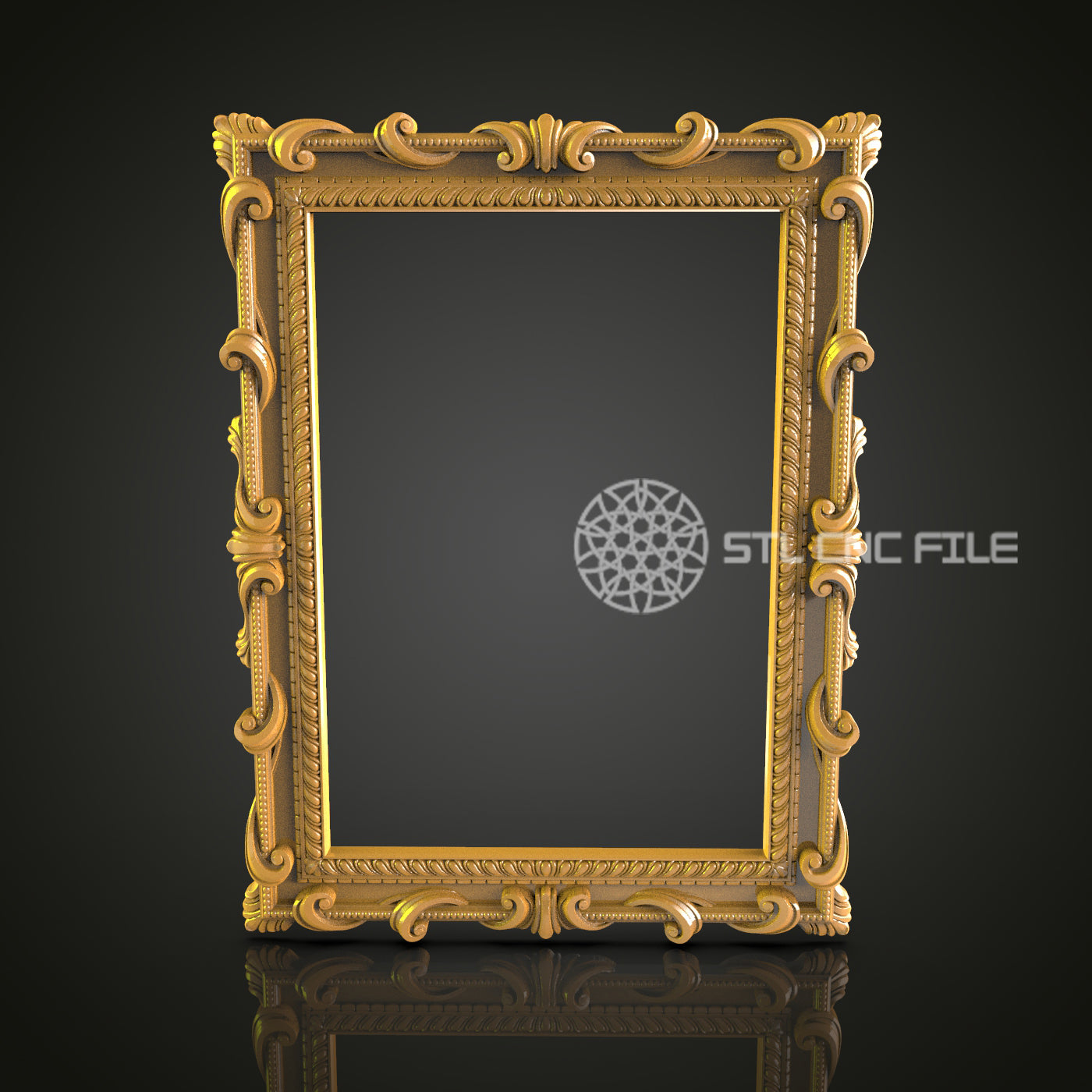 Baroque Style CNC Frame STL File for Artcam, Aspire, Luxurious Wood Art CNC Engraving