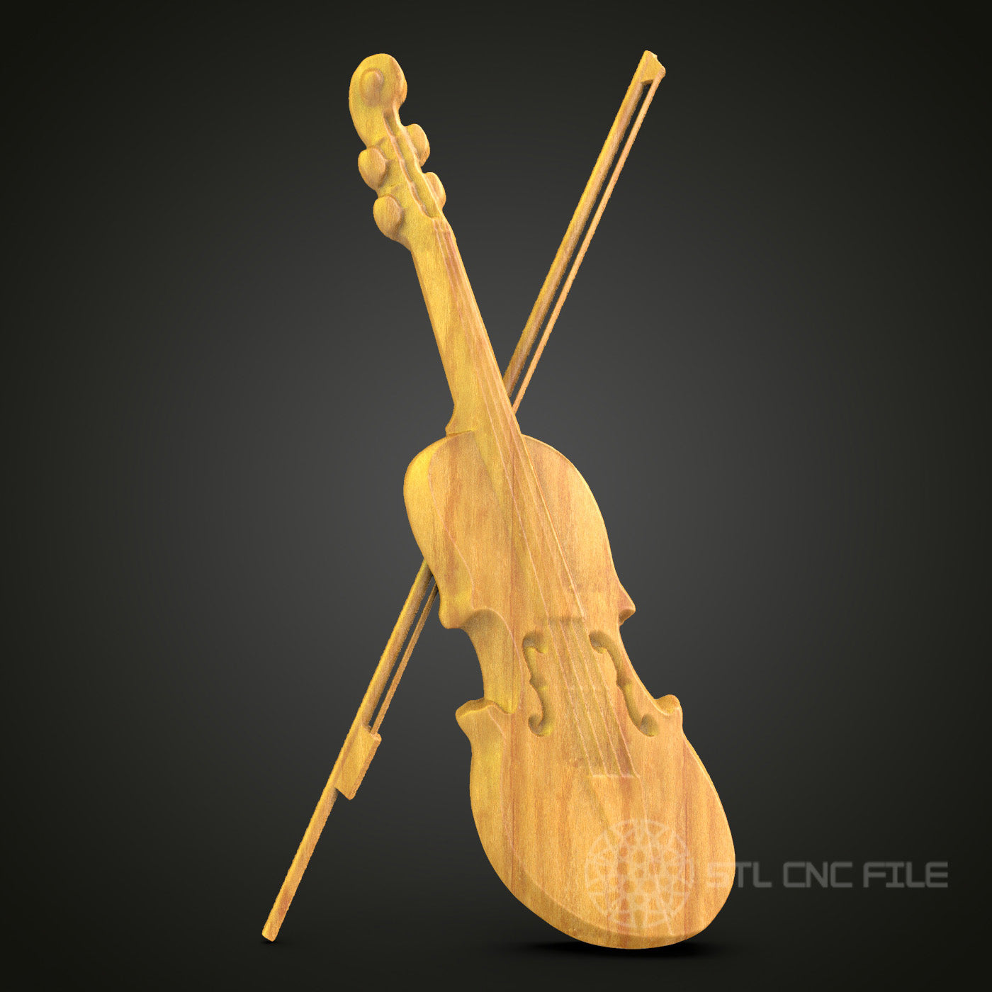 Violin and Bow CNC Carving STL File - Musical Instrument Design, Compatible with Artcam, Aspire