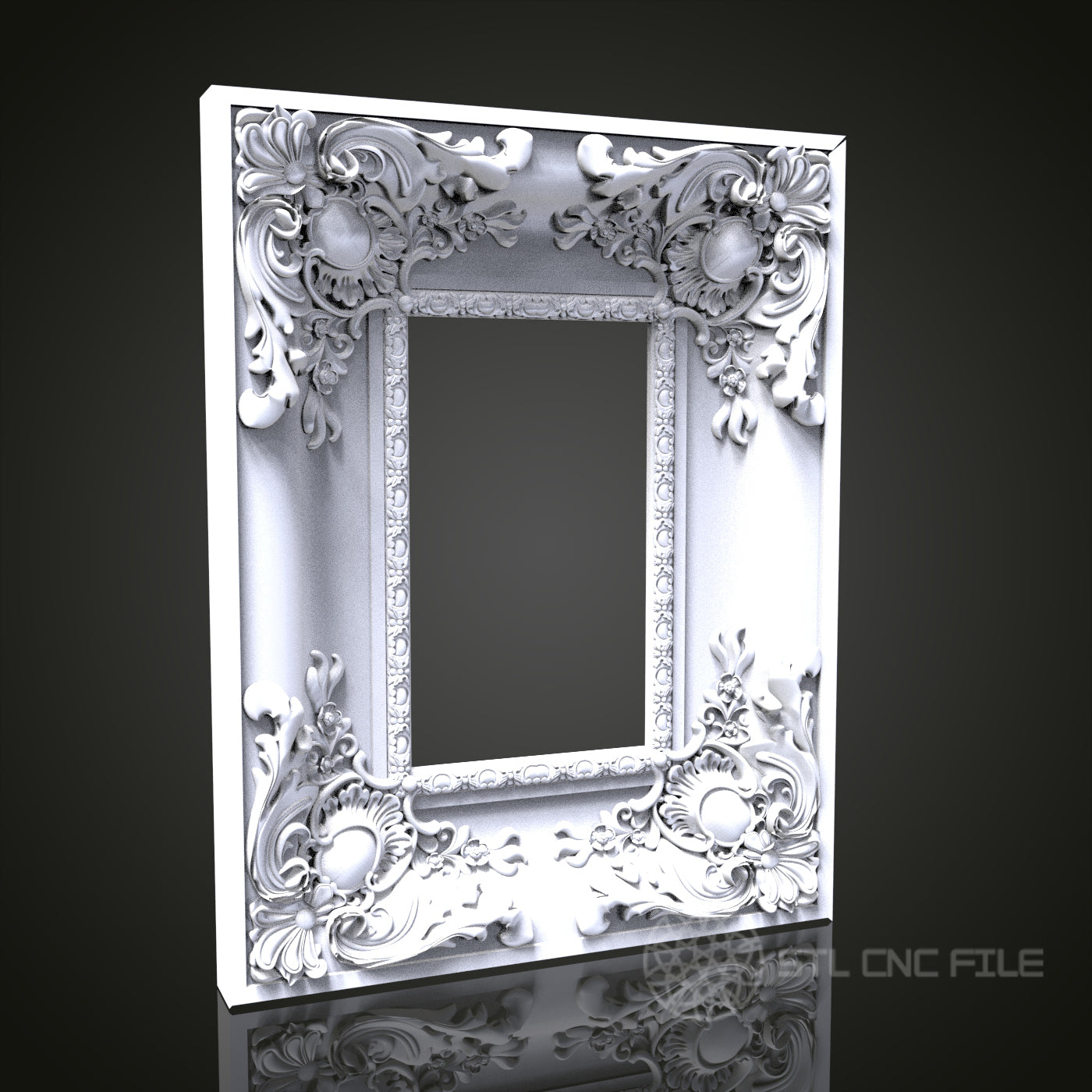Baroque Elegance - Ornate 3D CNC Engraved Wood Frame, Artcam Aspire STL Model for CNC Router, Luxurious Picture Frame