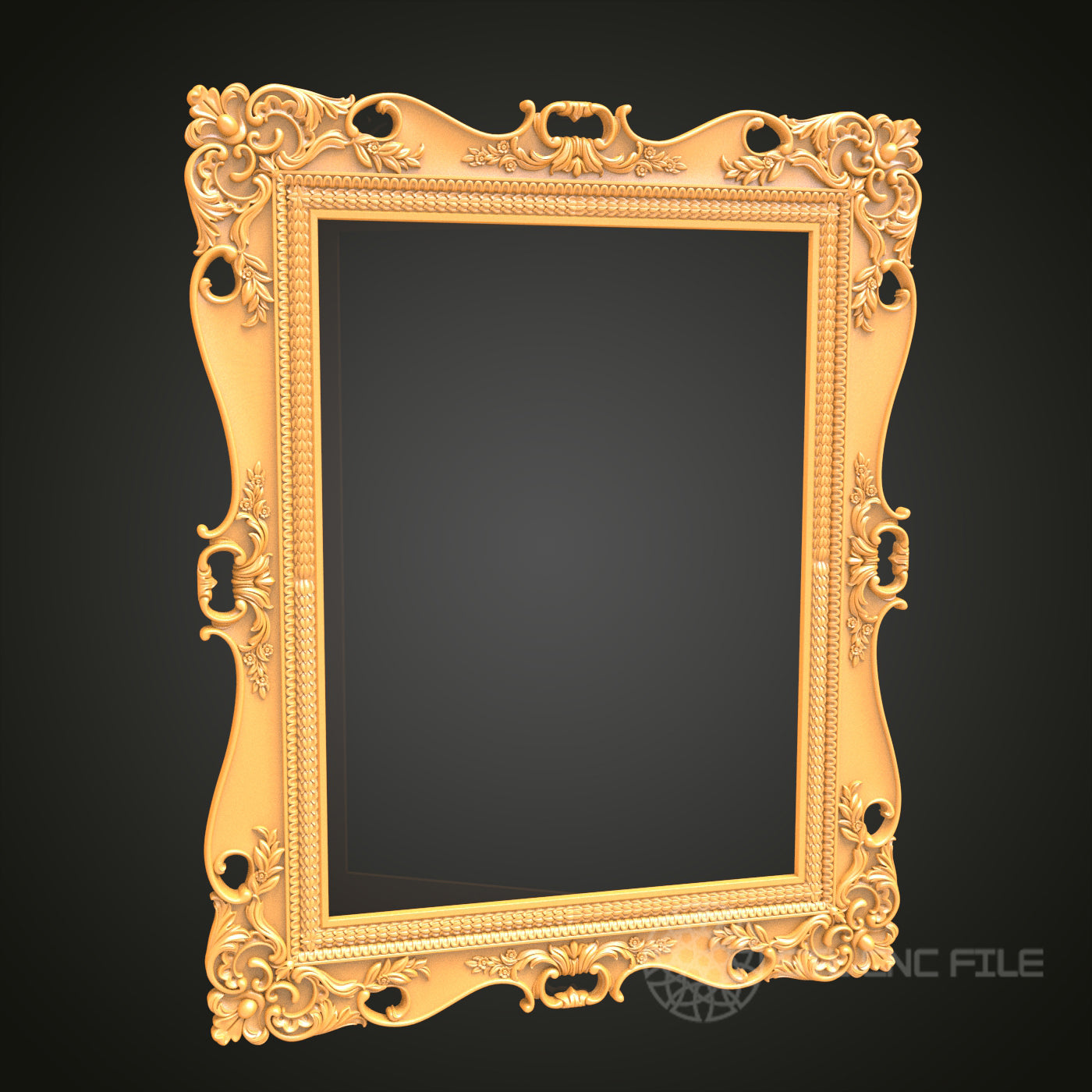 Rectangular Ornate Decorative Frame STL Model for CNC Router Engraver, 3D Printer, Wall Art Decor