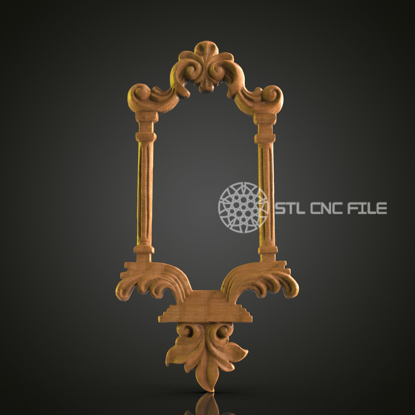 Elegant Wood Frame STL Model, CNC Router Engraver, Artcam, Aspire, CNC files, Wood Wall Decor, 3D Printer