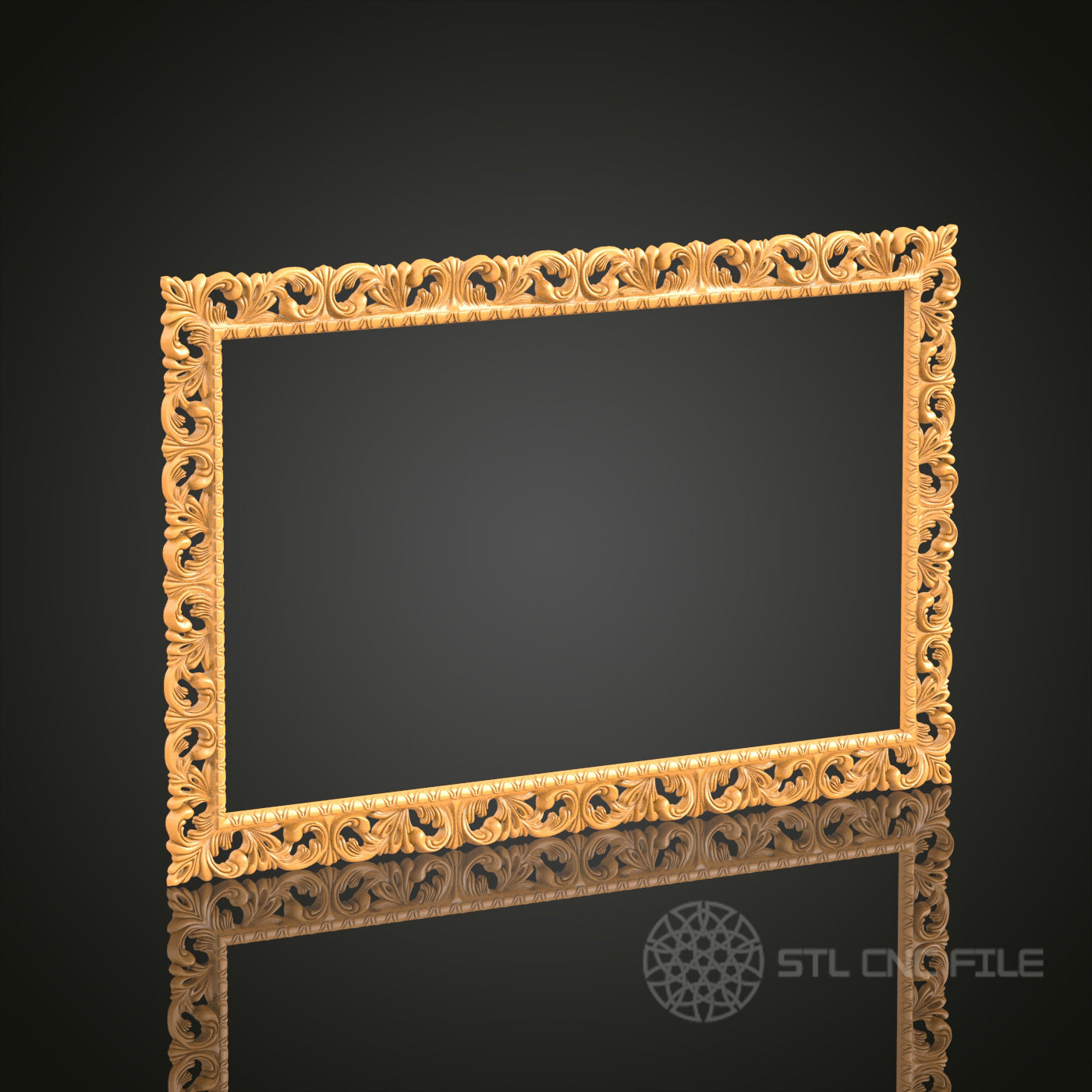 Intricate Rectangular Frame Design STL Model for CNC Router Engraver - Artcam, Aspire, CNC Files, 3D Printer Compatible, Wall Decor