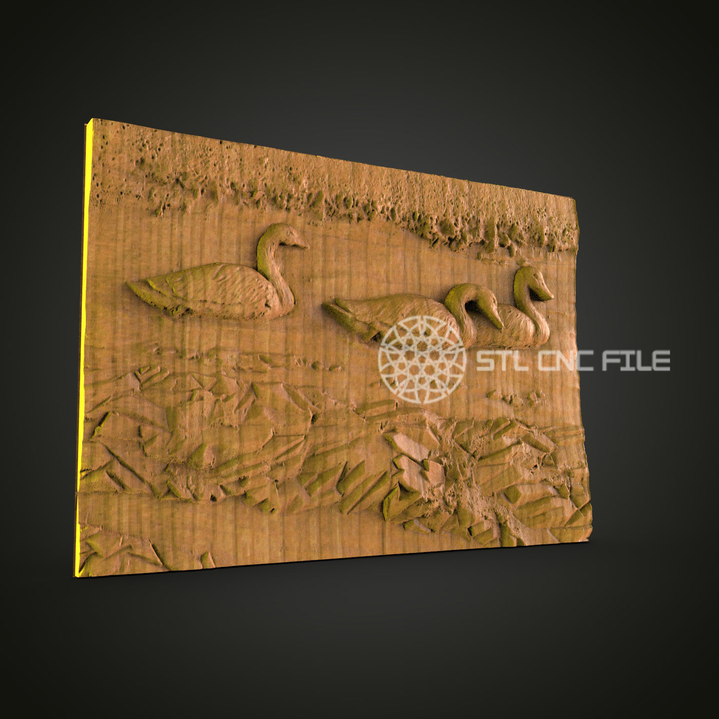 Swan Lake Relief STL File – Elegant CNC Router Carving for Nature-Inspired Decor
