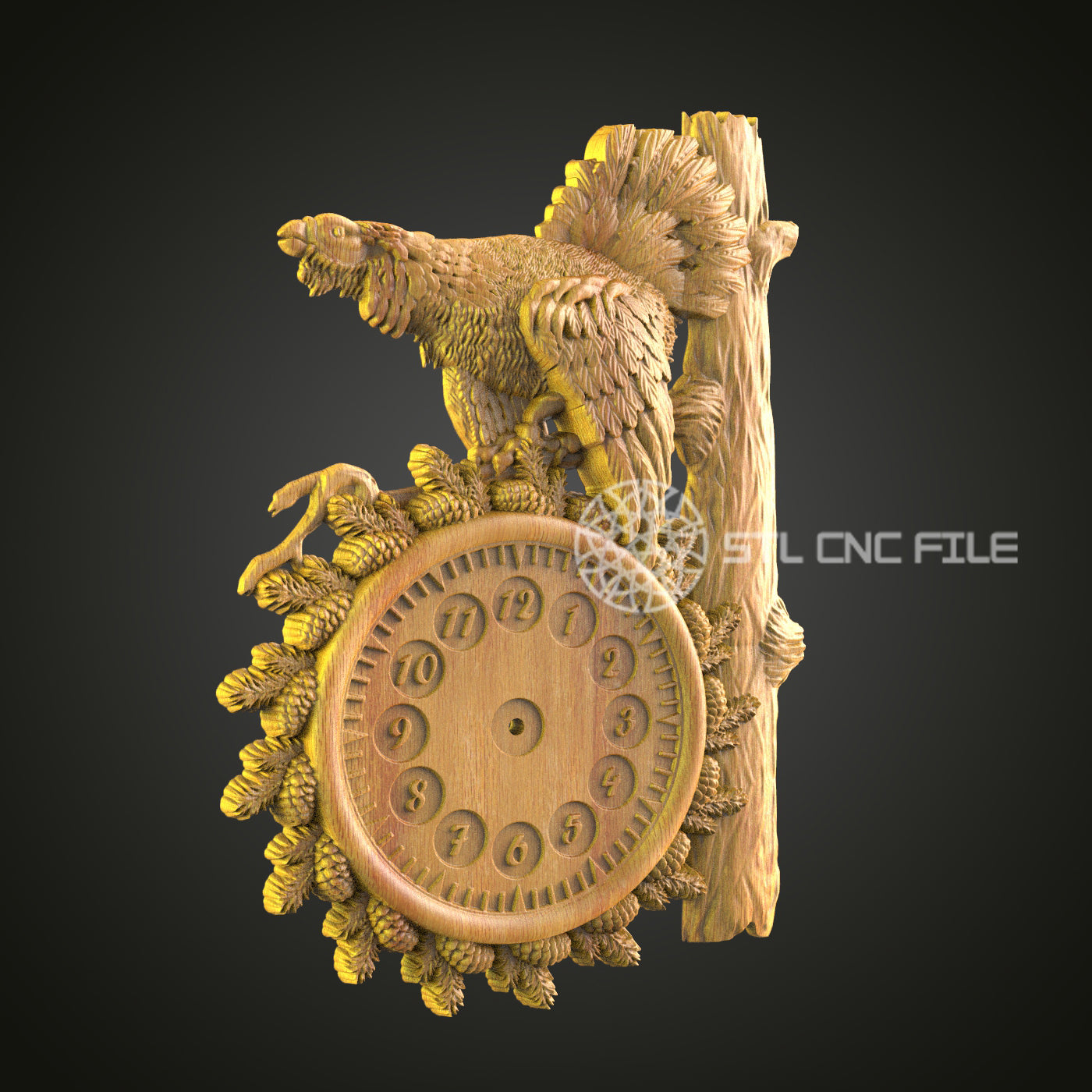 Rustic Rooster Clock Wall Art - CNC Router STL Model, Farmhouse Kitchen Decor, Artcam Aspire Files