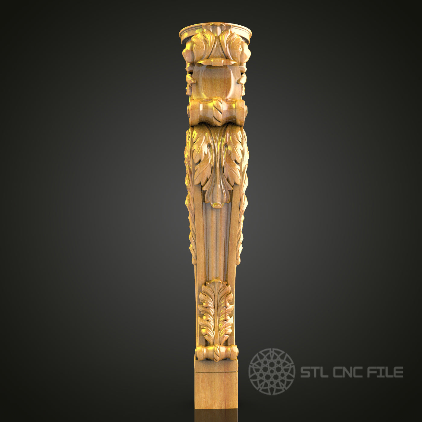 Ornate Carved Column STL Model for CNC Router - Perfect for Artcam, Aspire, Luxurious Wood Decor