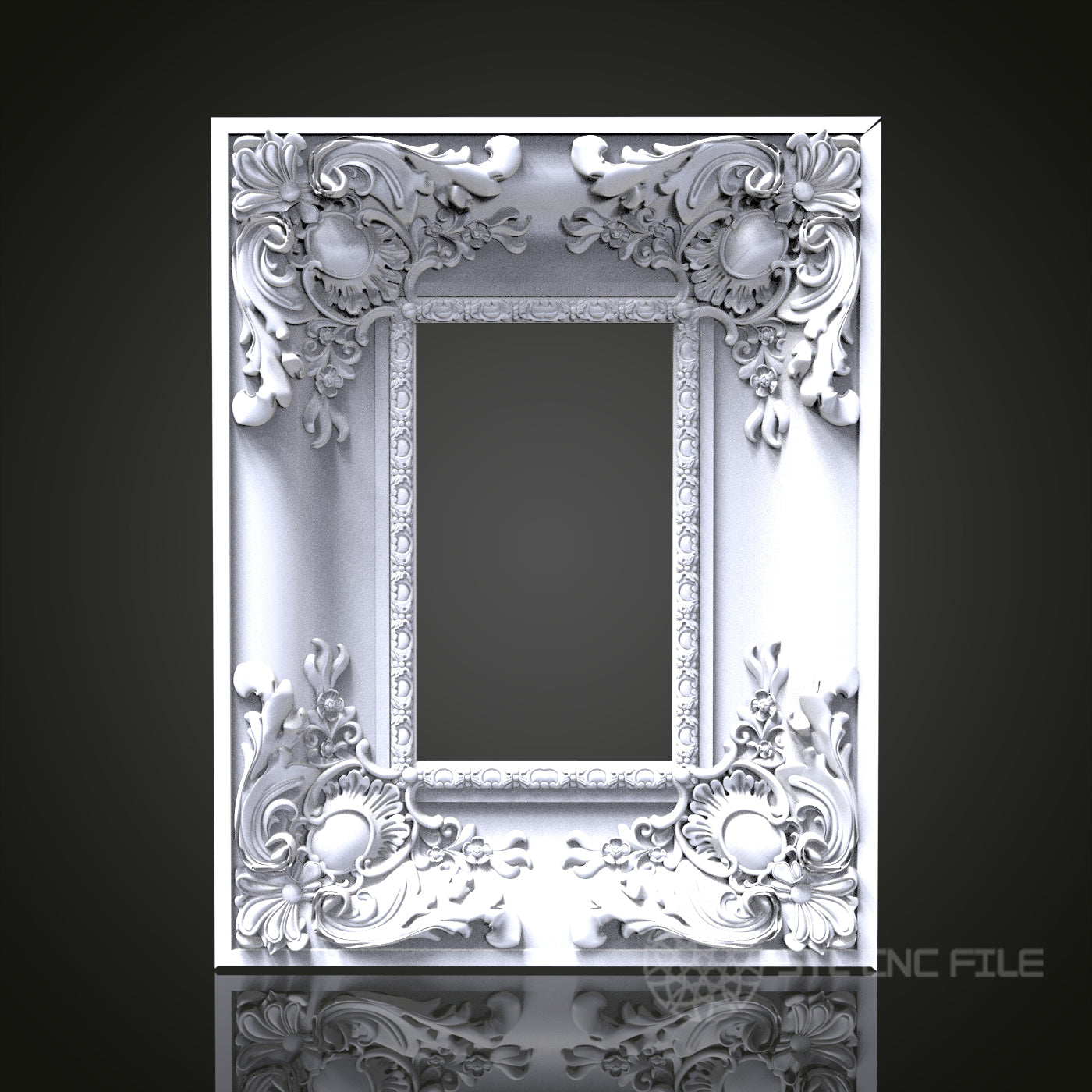 Baroque Elegance - Ornate 3D CNC Engraved Wood Frame, Artcam Aspire STL Model for CNC Router, Luxurious Picture Frame