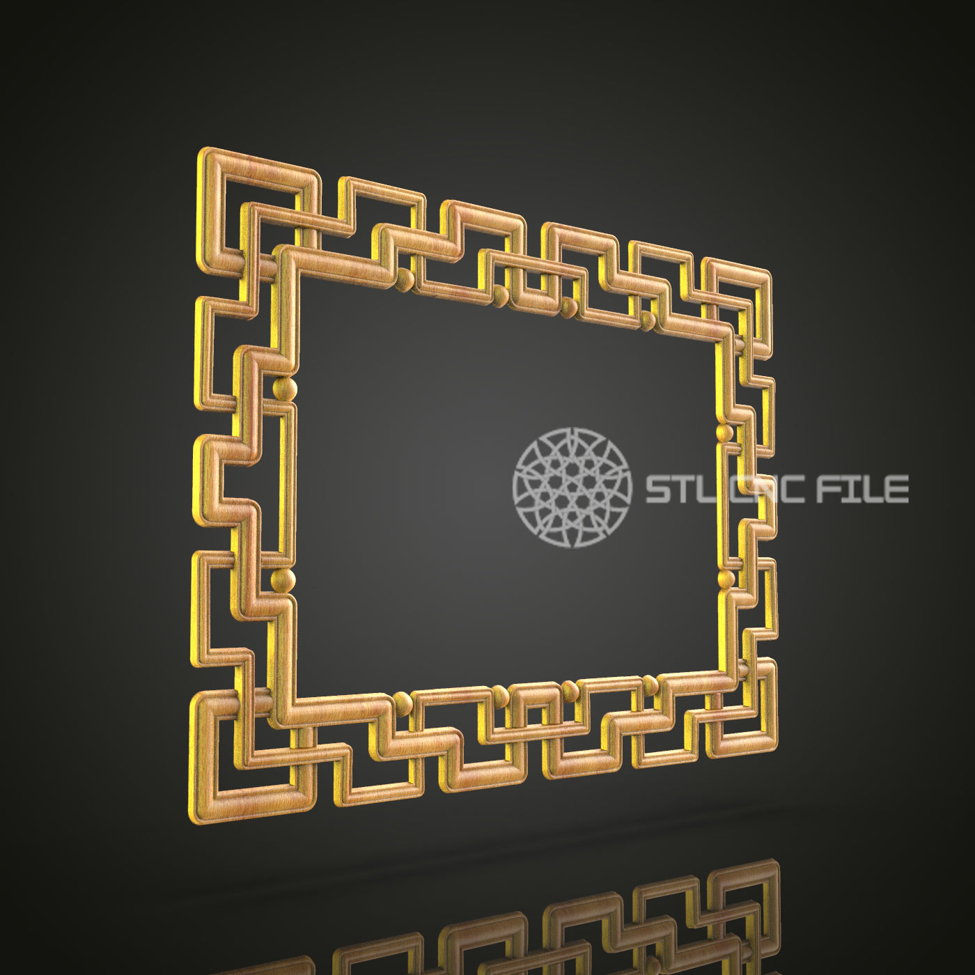 Modern Geometric Mirror Frame STL File, CNC Router Ready for Stylish Home Decor