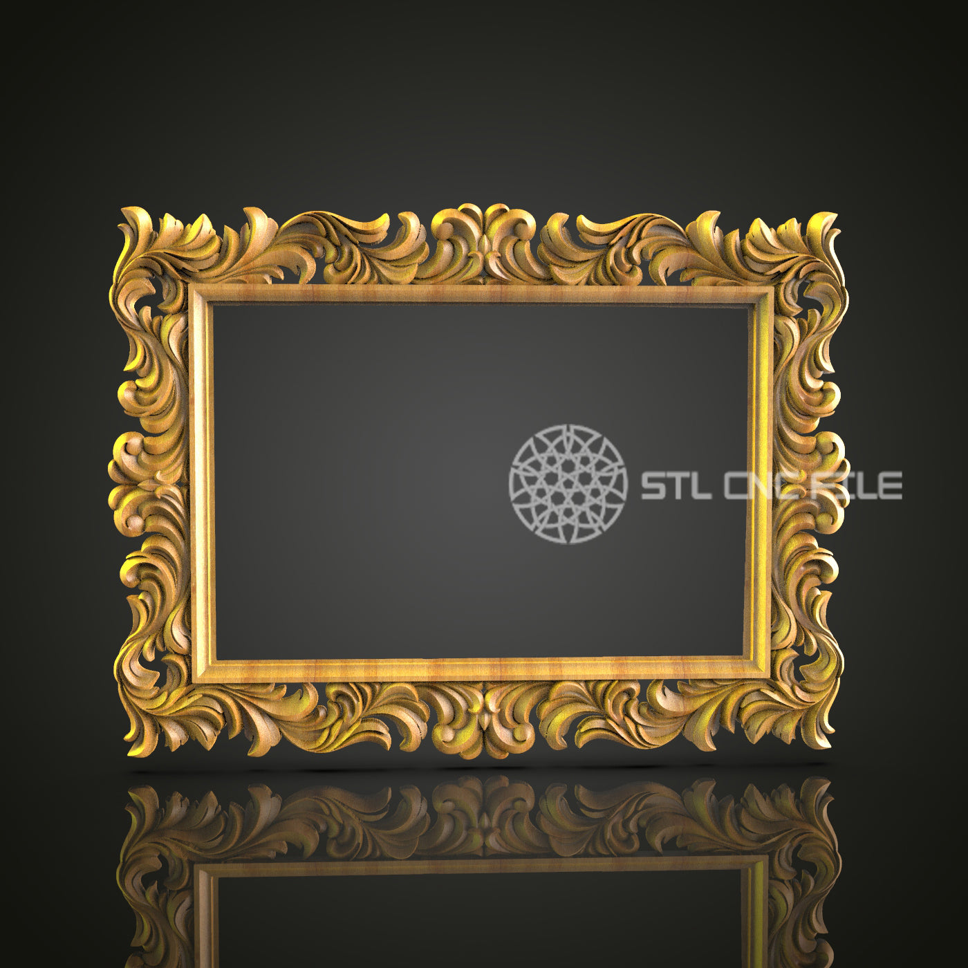 Flamboyant Golden Swirl Frame 3D Model for CNC - Artcam, Aspire, STL Files