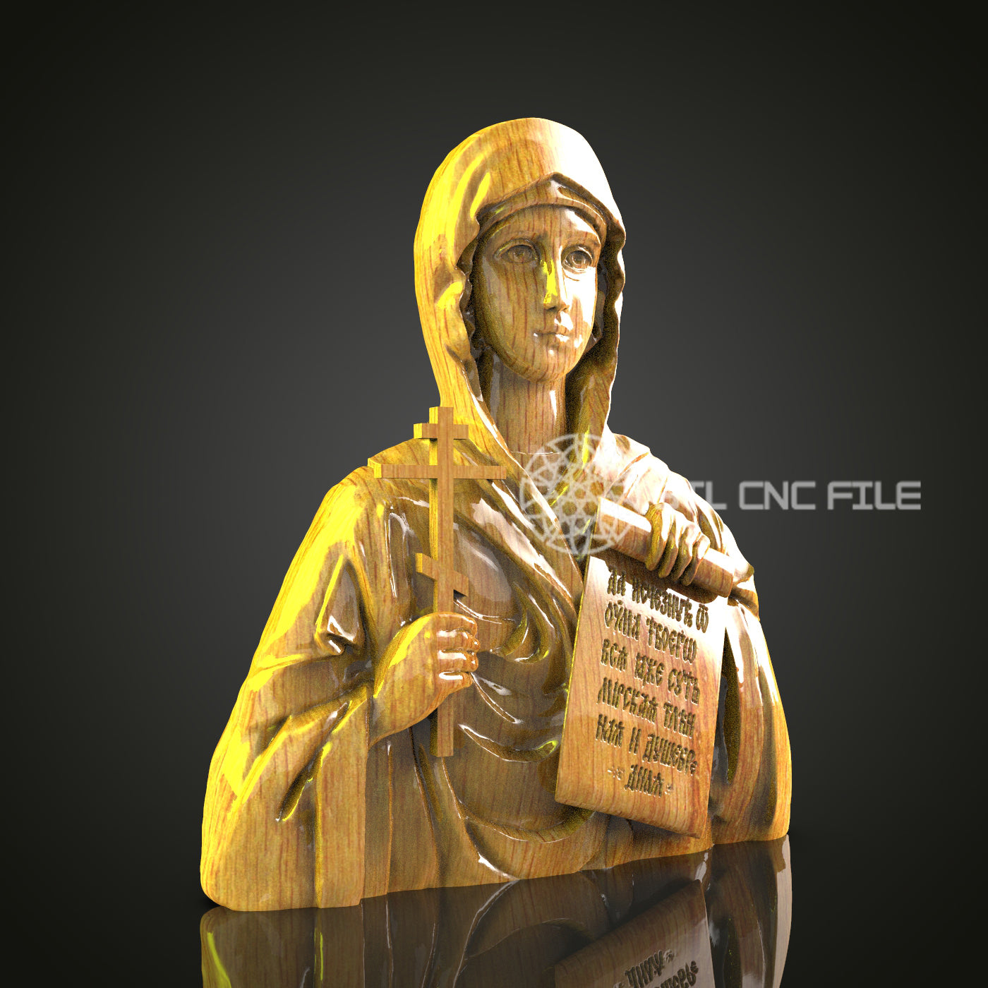 Saintly Figure with Tablet CNC STL File - Religious Icon, Spiritual Art, CNC Router Model
