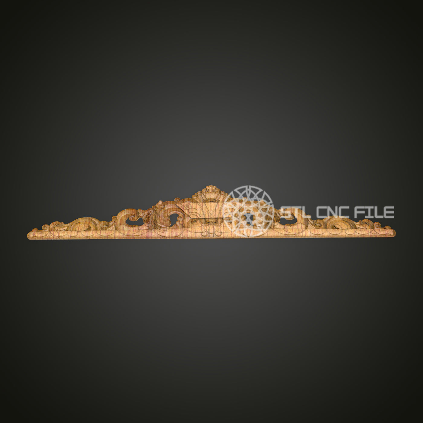 Ornate Wooden Cornice STL File, Decorative CNC Carving Design for Artcam, Aspire, Furniture Embellishment