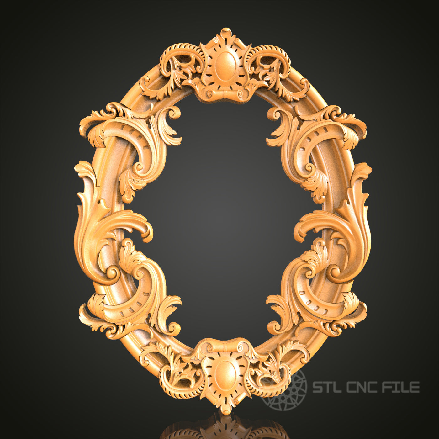 Baroque Oval Frame STL Model for CNC Router Engraver, Artcam, Aspire - Wood Wall Decor, 3D Printer