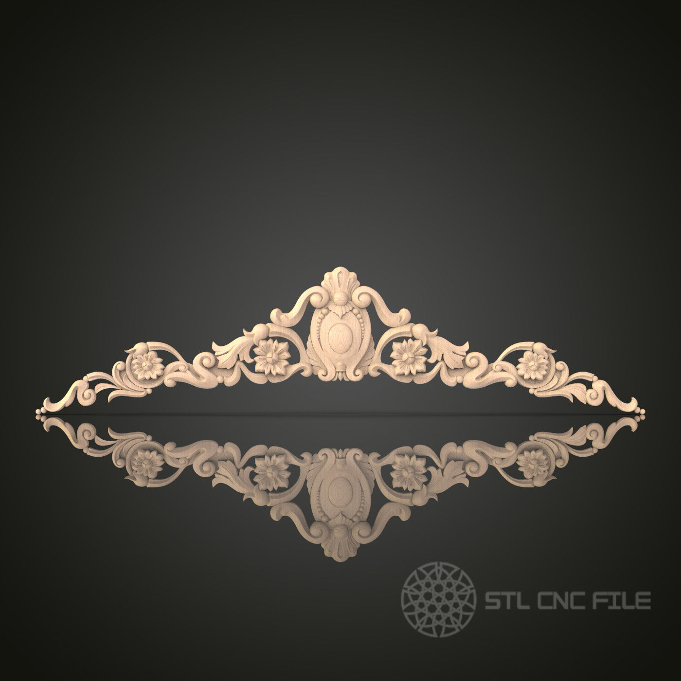Baroque Ornamental Crown Molding 3D Model STL File, Decorative Frieze for CNC Router – Compatible with Artcam, Aspire