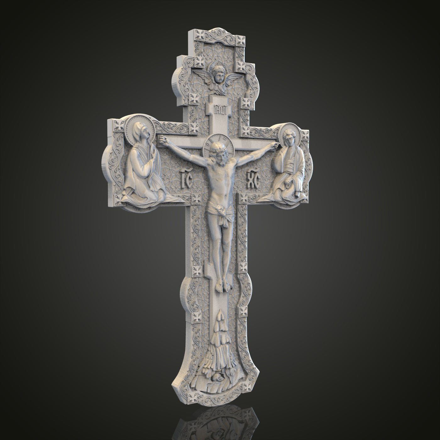 Crucifixion Cross Relief STL Model for CNC Router Engraver, Artcam, Aspire, Wood, Wall Decor