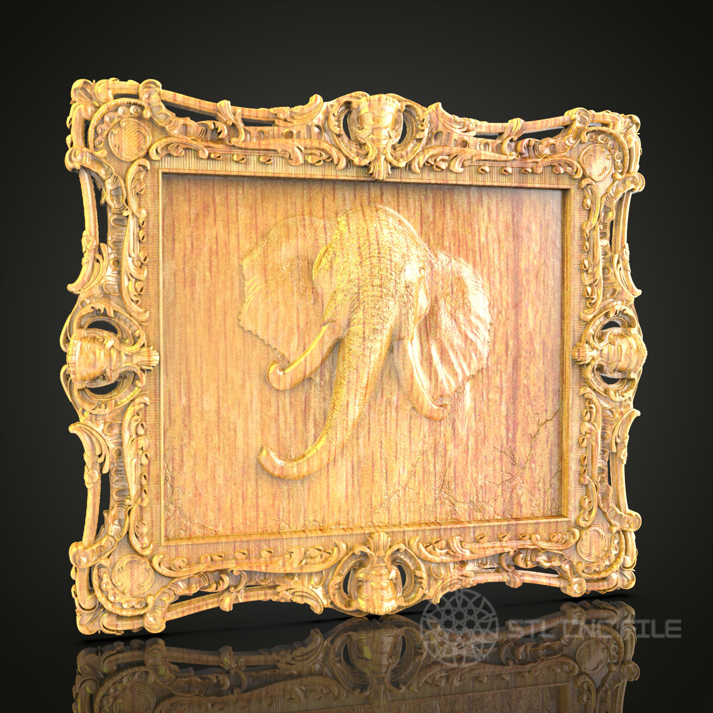 Ornate Elephant Frame STL Model for CNC Router - Exquisite Wall Art, Artcam, Aspire Compatible, Wood Carving