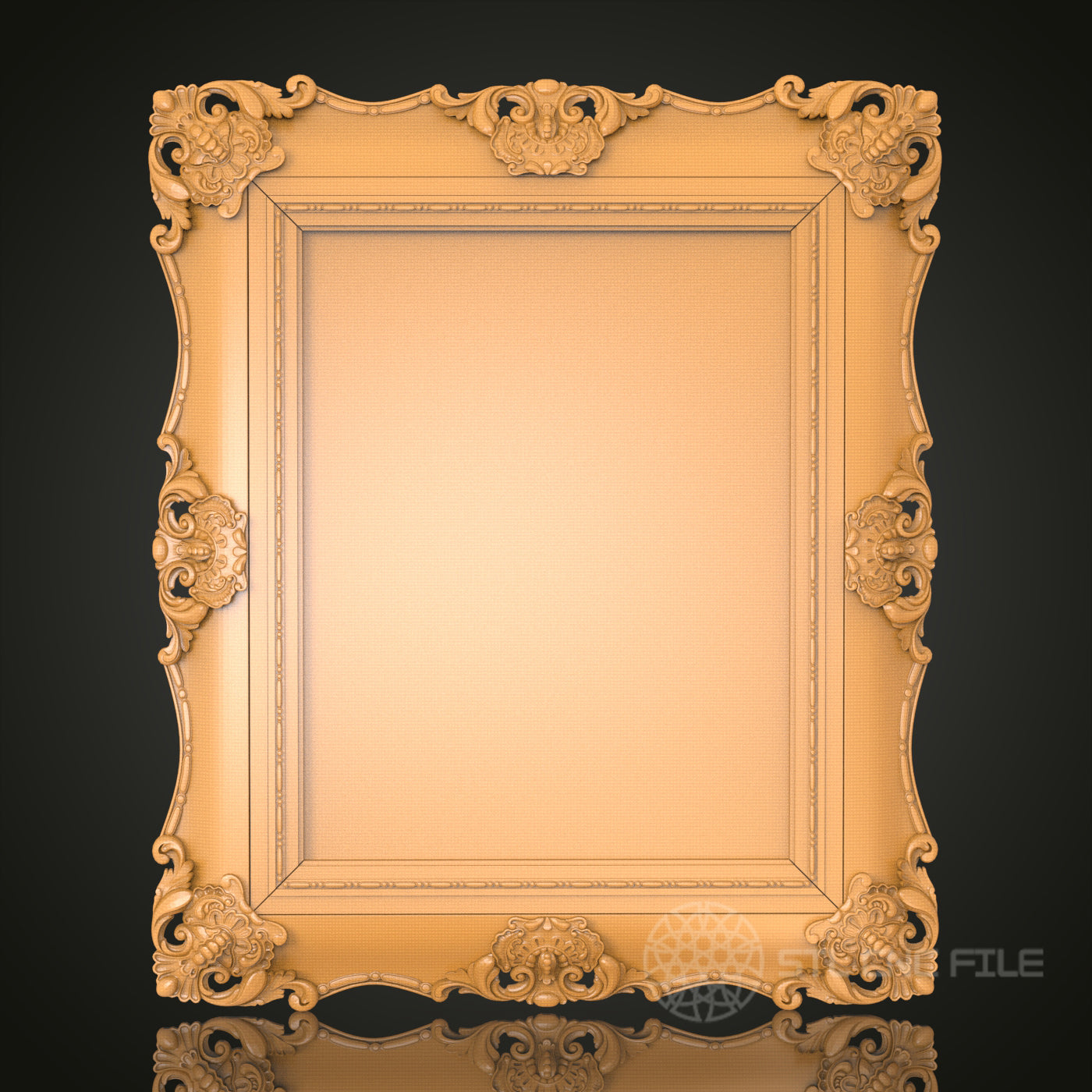 Baroque Square Frame STL Model - Exquisite Decor for CNC & 3D Printing, Luxurious Wall Art (Copie)