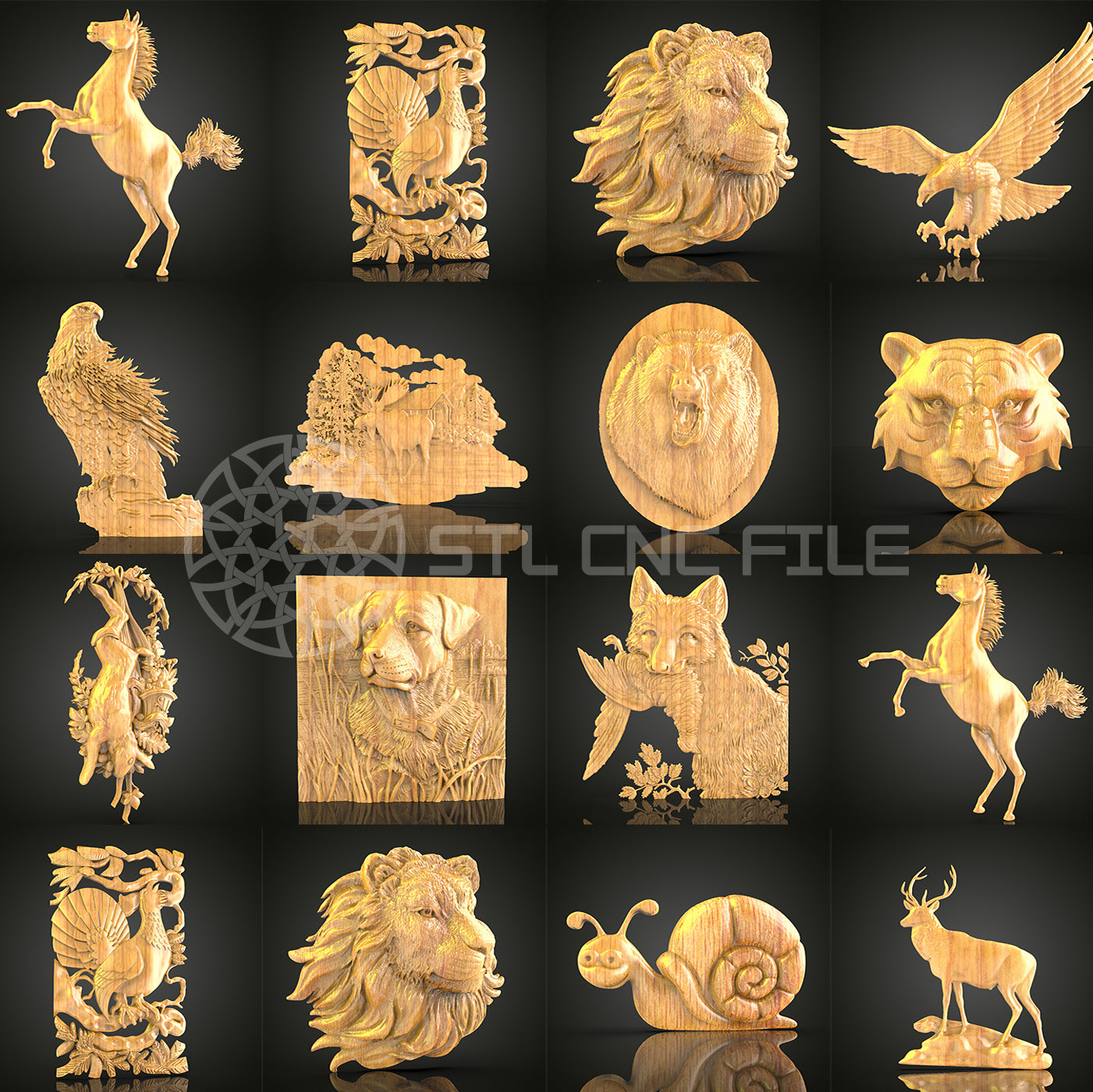 118-Piece Wildlife Collection STL Models Pack - CNC Router Files for Artcam, Aspire, Wood Art & Wall Decor