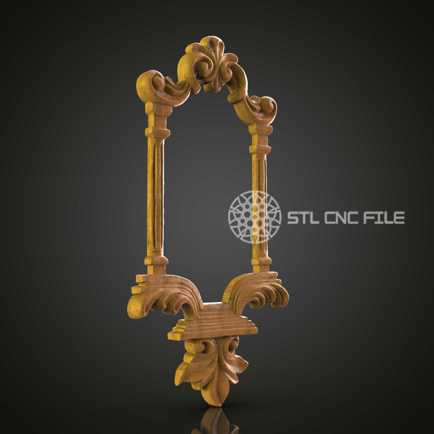 Elegant Wood Frame STL Model, CNC Router Engraver, Artcam, Aspire, CNC files, Wood Wall Decor, 3D Printer