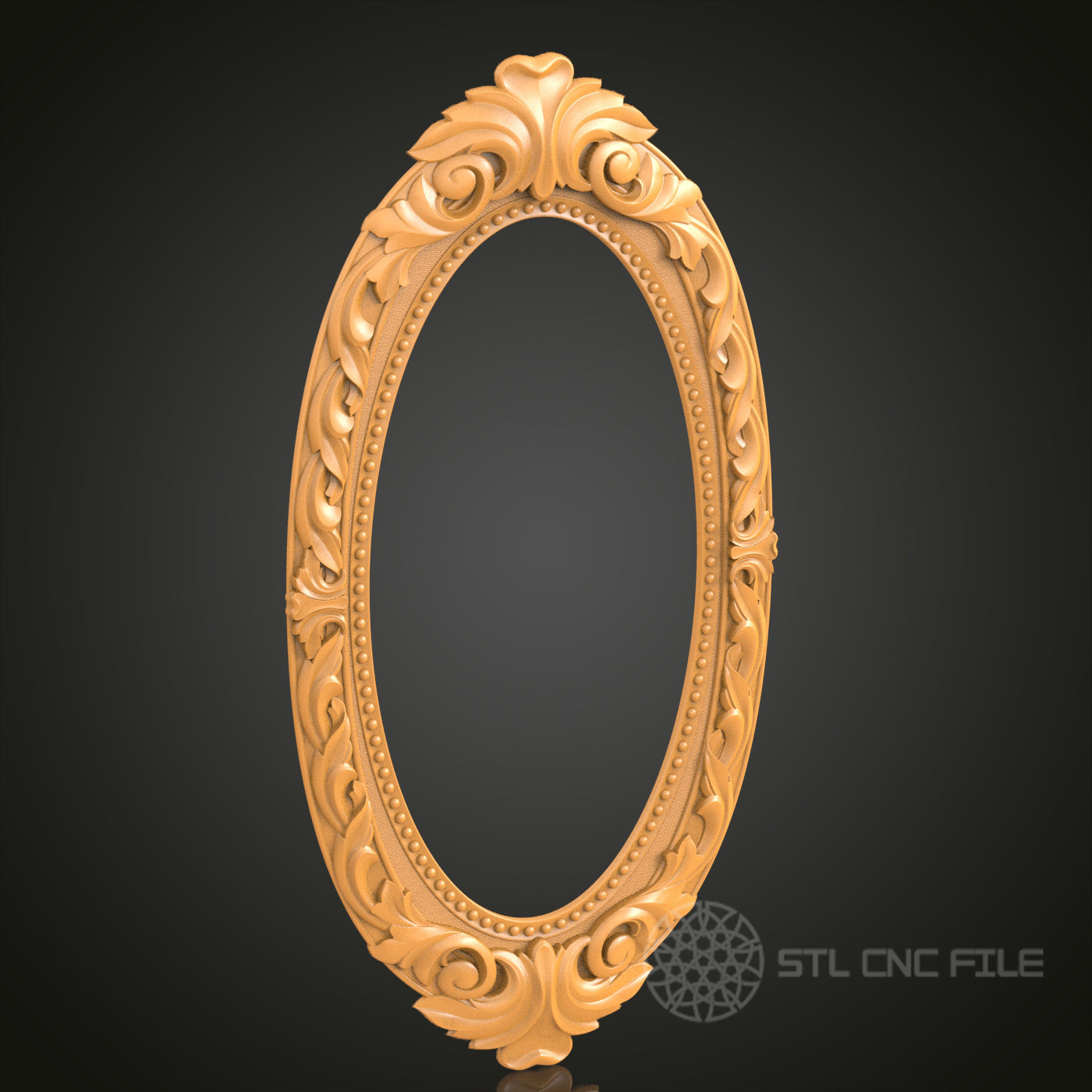 Ornate Oval Frame Design STL Model for CNC Router Engraver - Artcam, Aspire, CNC Files, 3D Printer Compatible, Wall Decor