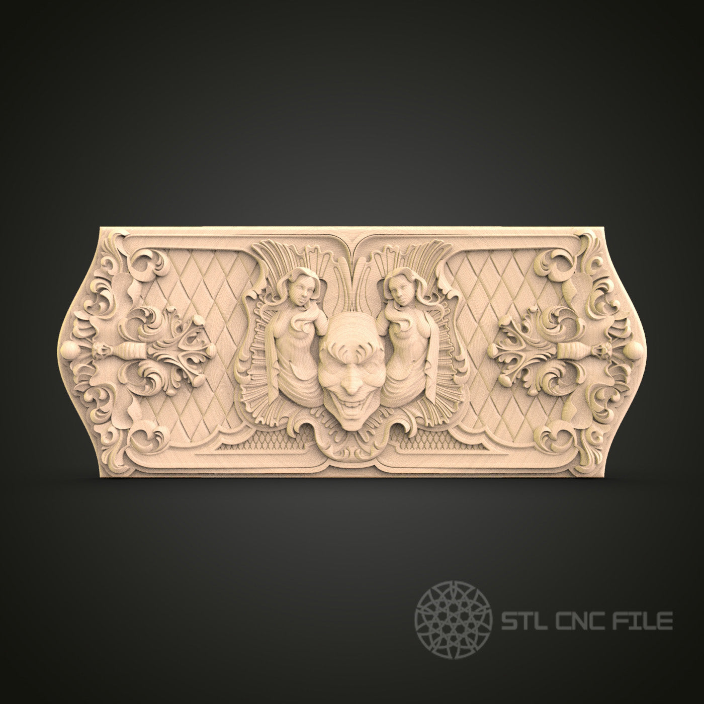 Baroque Coat of Arms CNC Carving STL File - Classical Art Design, Compatible with Artcam, Aspire