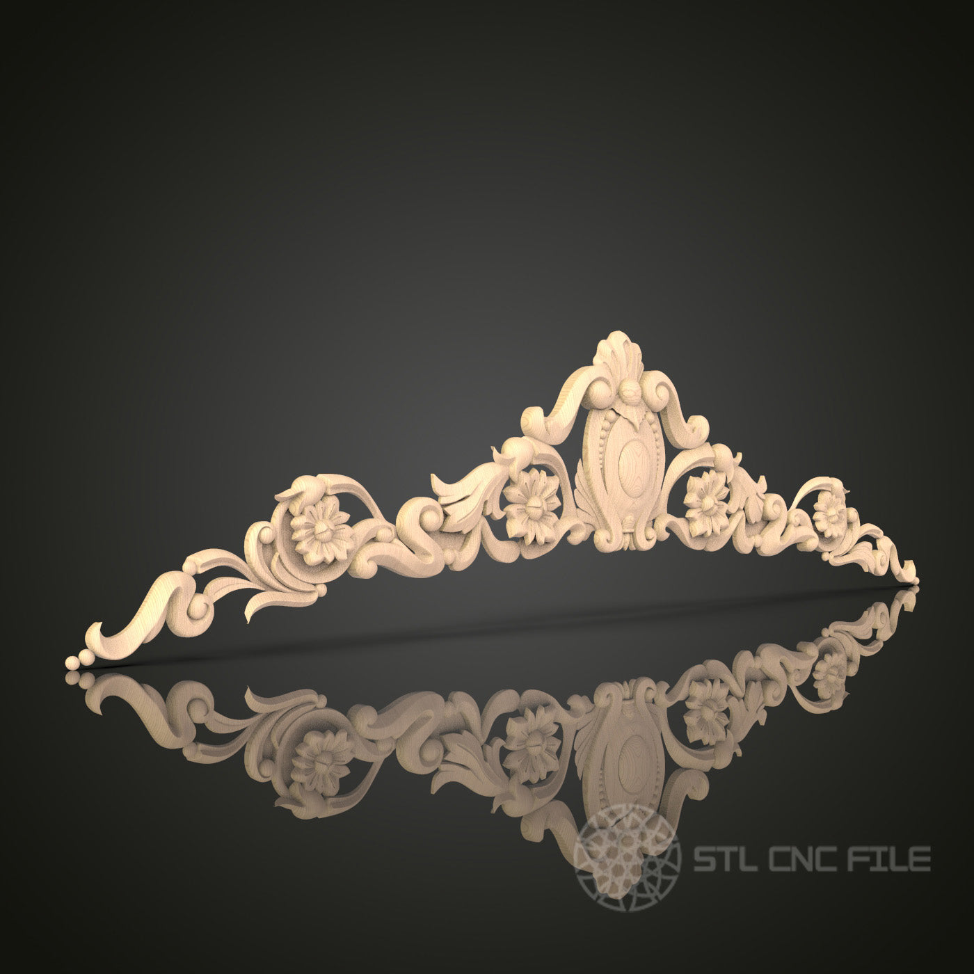 Baroque Ornamental Crown Molding 3D Model STL File, Decorative Frieze for CNC Router – Compatible with Artcam, Aspire