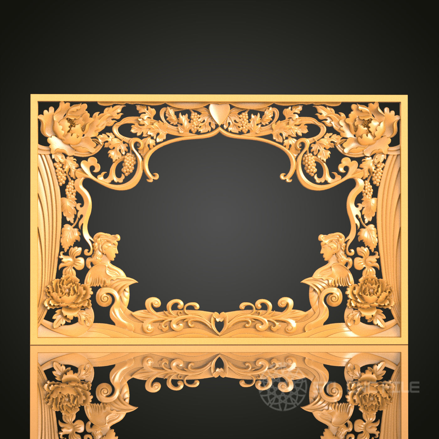 Exquisite Floral Frame Design STL Model for CNC Router Engraver - Artcam, Aspire, CNC Files, 3D Printer Compatible, Wall Decor