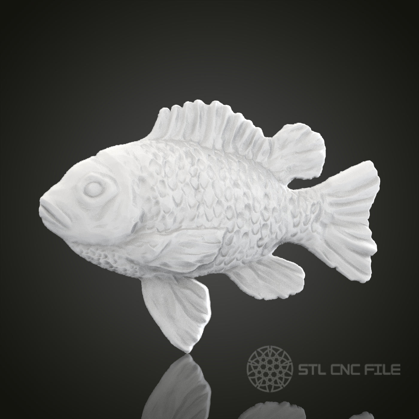 Detailed Fish STL Model for CNC Router Engraver | Artcam & Aspire Compatible | 3D Printer Ready | Wood Art Wall Decor