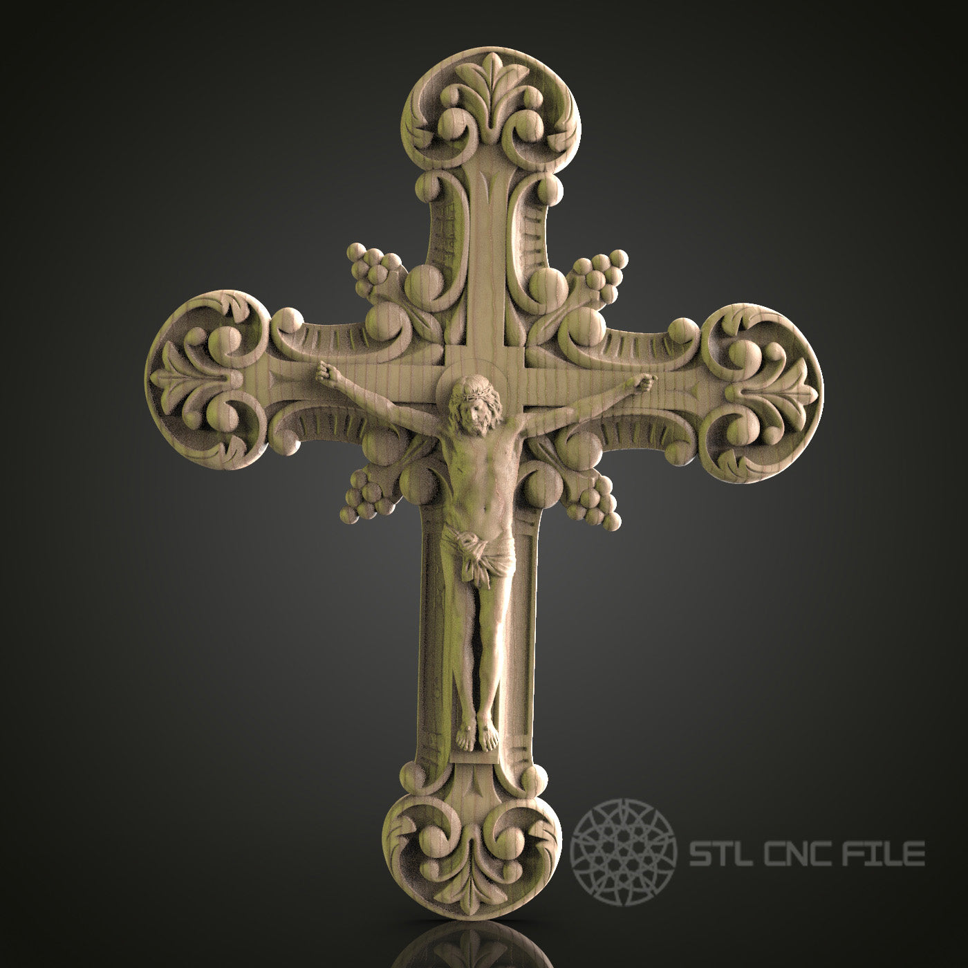 Ornate Crucifix Relief for CNC and 3D Printing - STL File