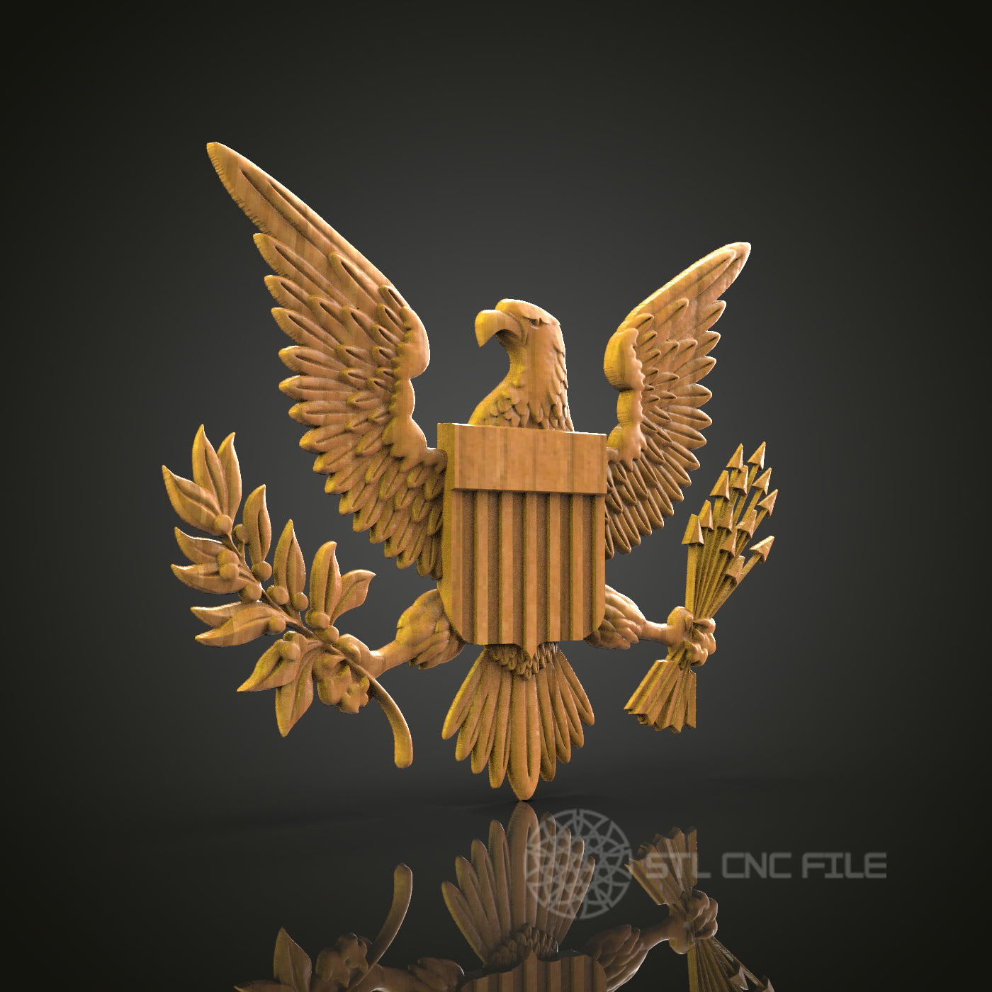 Eagle Emblem Relief - STL Model for CNC Router Engraver - Artcam, Aspire Compatible - Wood Art, Wall Decor, 3D Printer Ready