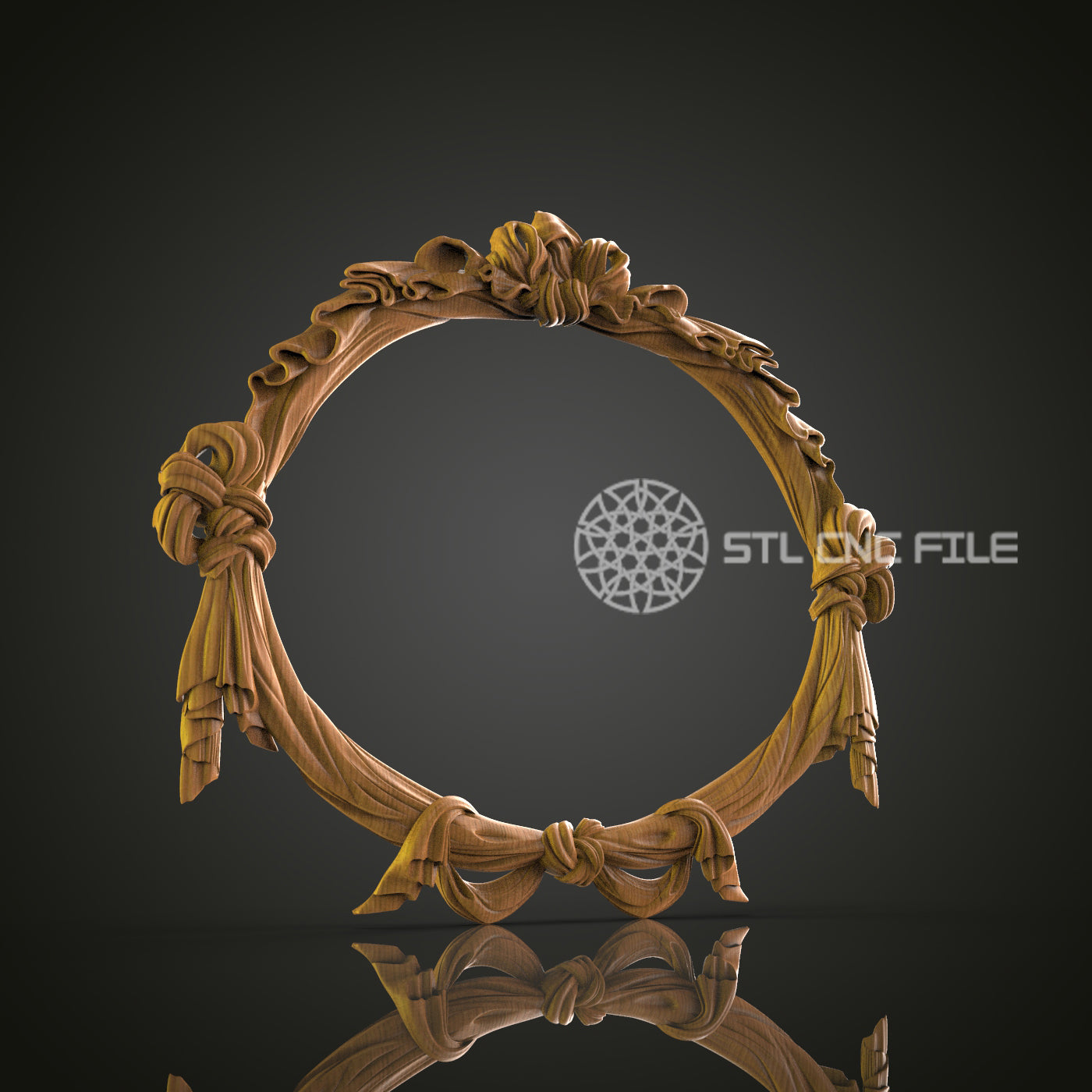 Decorative Ribbon 3D Frame STL Model for CNC Router Engraver - Artcam, Aspire, CNC Files, Wall Decor, 3D Printer