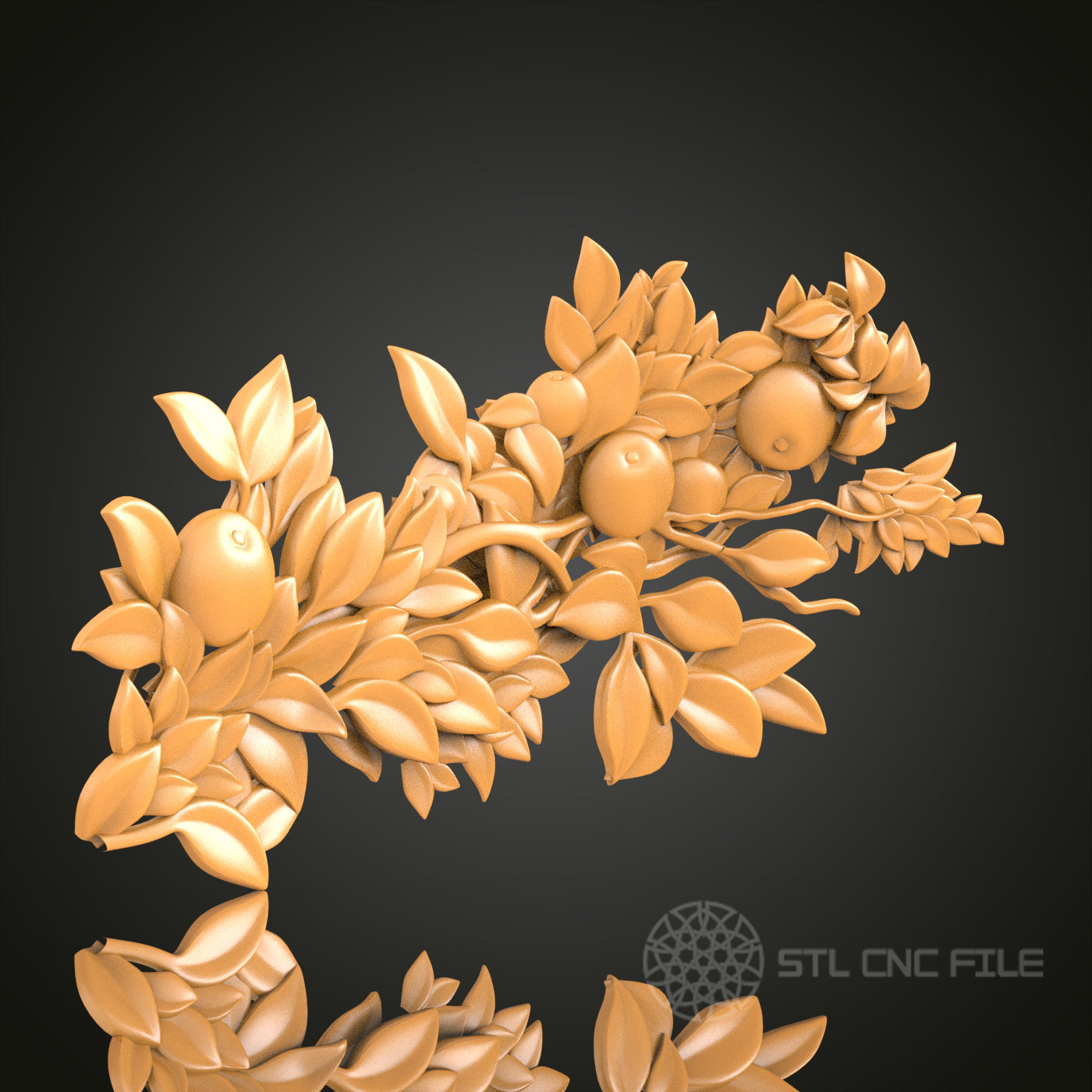 Orange Blossom Branch STL Model, CNC Router File for Floral Decor and Artistic Projects