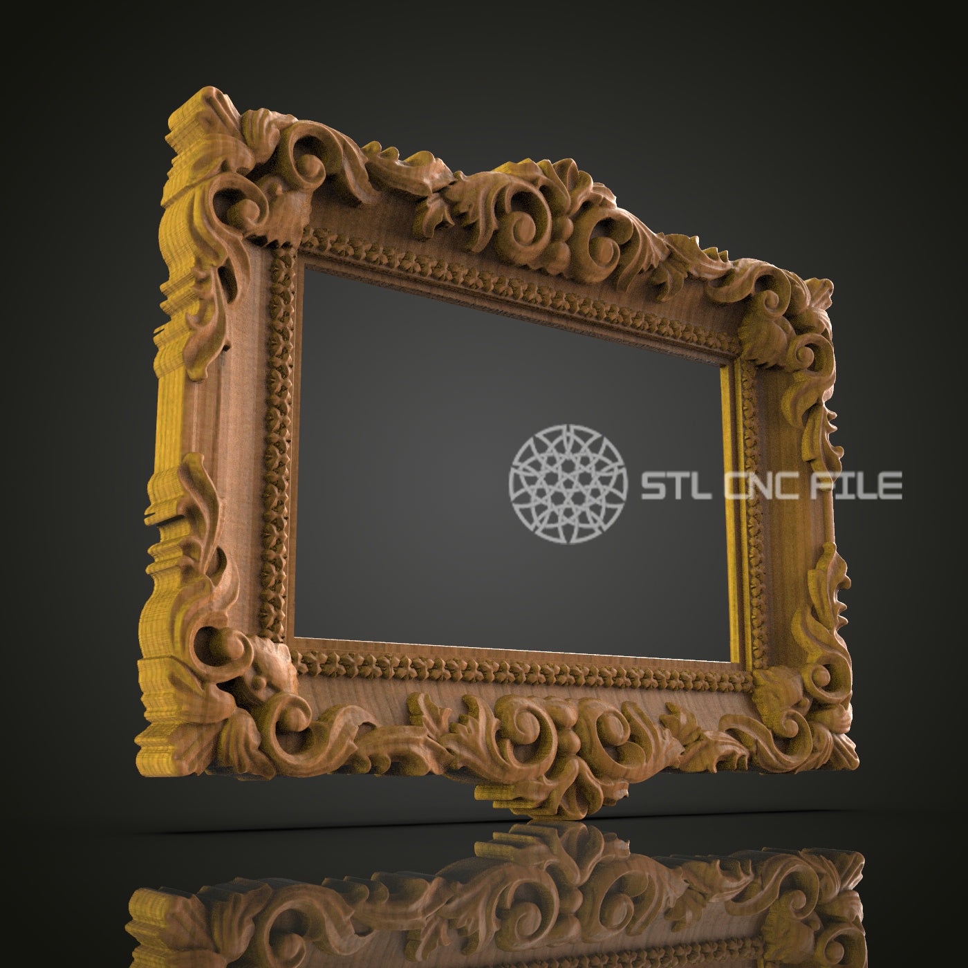 Ornate Baroque 3D Frame STL Model for CNC Router Engraver - Artcam, Aspire, CNC Files, Wall Decor, 3D Printer