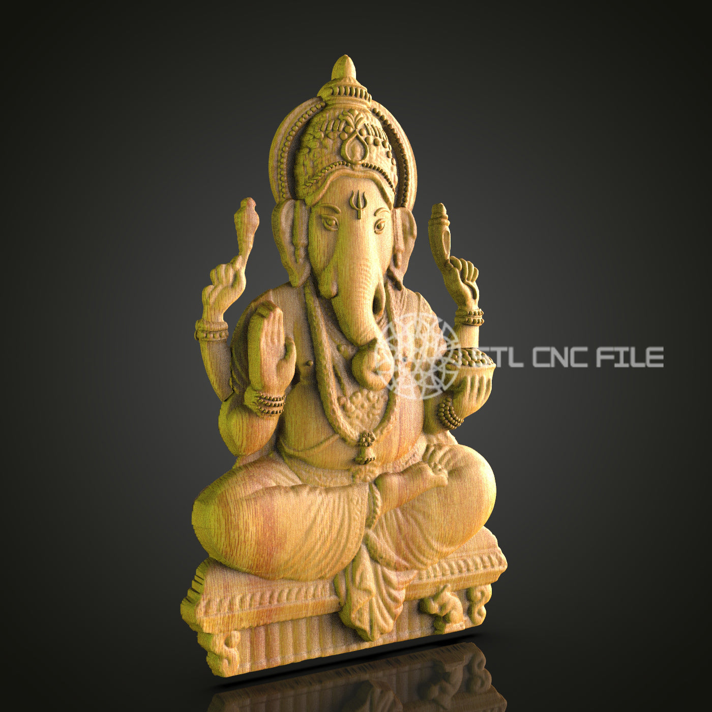 Ganesha CNC STL File - Divine Sculpture for 3D Printing, Artcam, Aspire - Spiritual Home Decor