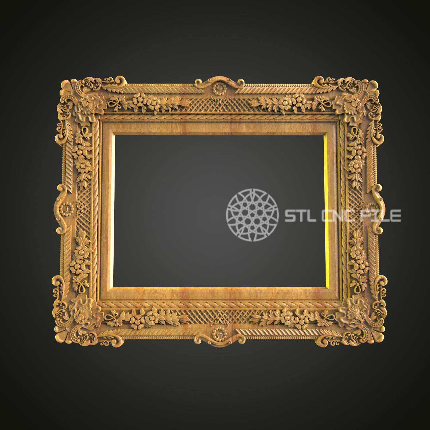 Vintage Style Detailed Frame STL File, CNC Carving for Artcam, Aspire, Ornate Wood Decor Pattern