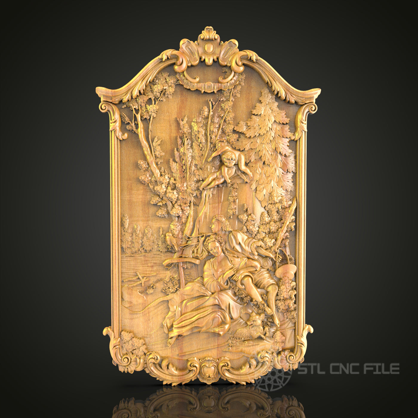 Forest Nymphs 3D Relief STL File for CNC, Mythical Wood Wall Art