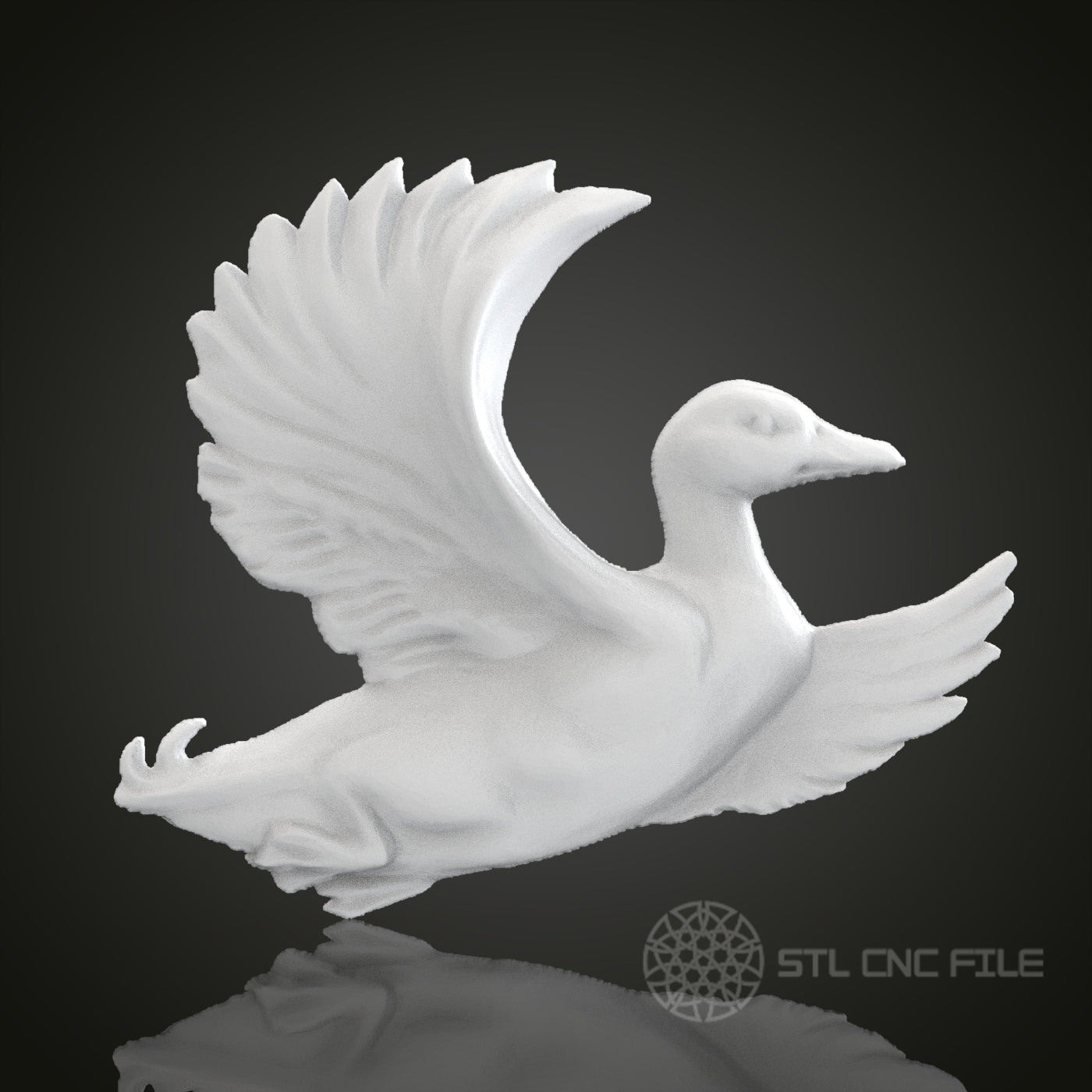 Flying Duck 3D STL Model for CNC Router Engraver, Artcam, Aspire, CNC Files, Wood Art Wall Decor, 3D Printer