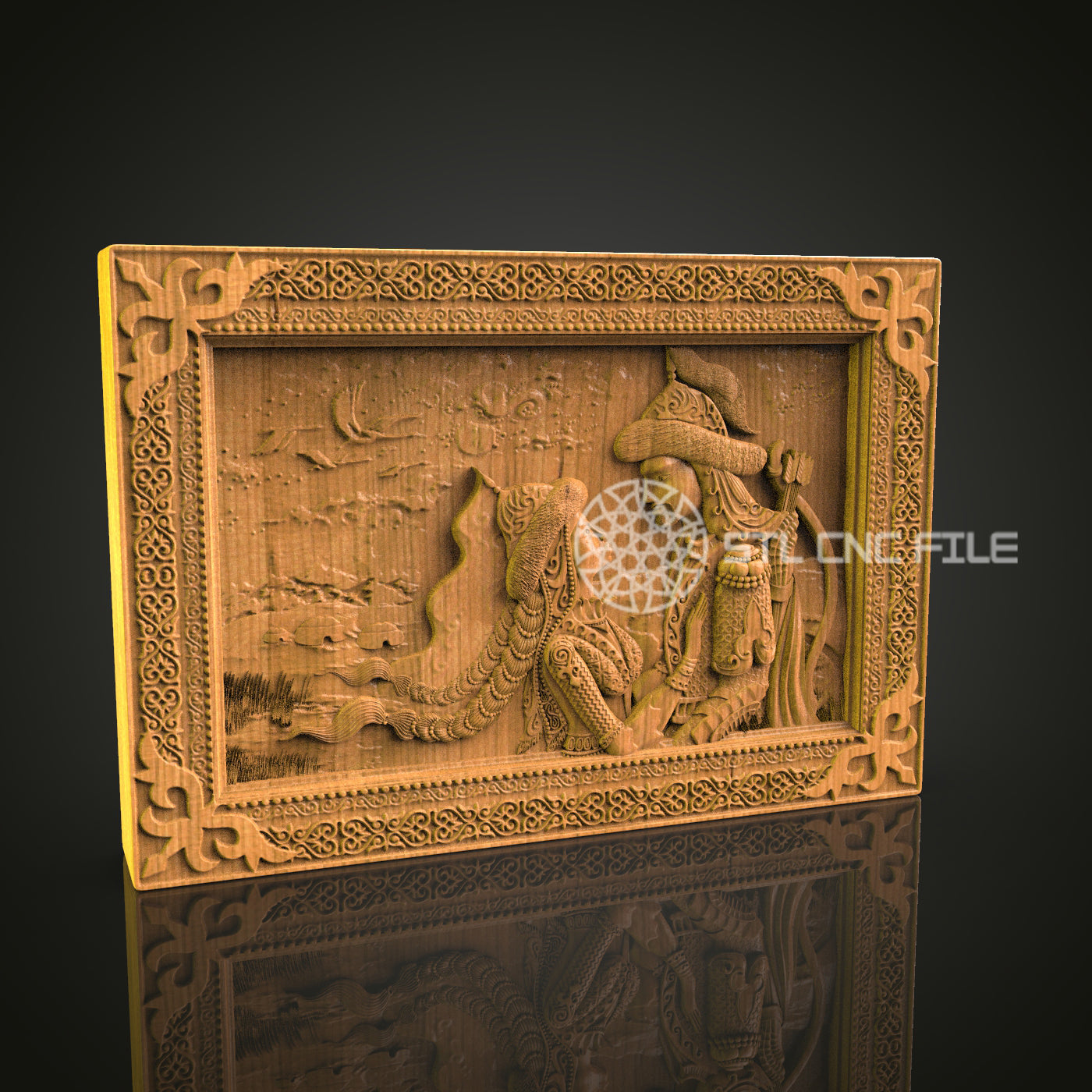 Intricate 3D Carved Medieval Scene STL File for CNC and 3D Printing - Decorative Relief Art, Wall Decor, Digital Download