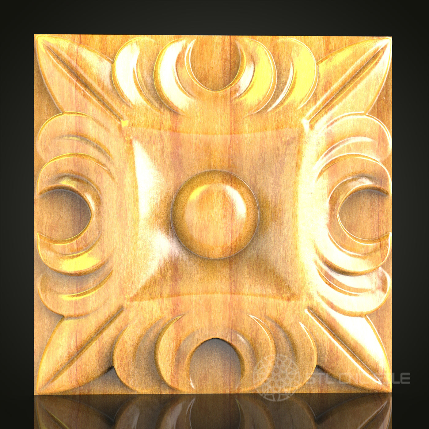 Modern Geometric CNC Router STL Model - Abstract Wood Carving Design