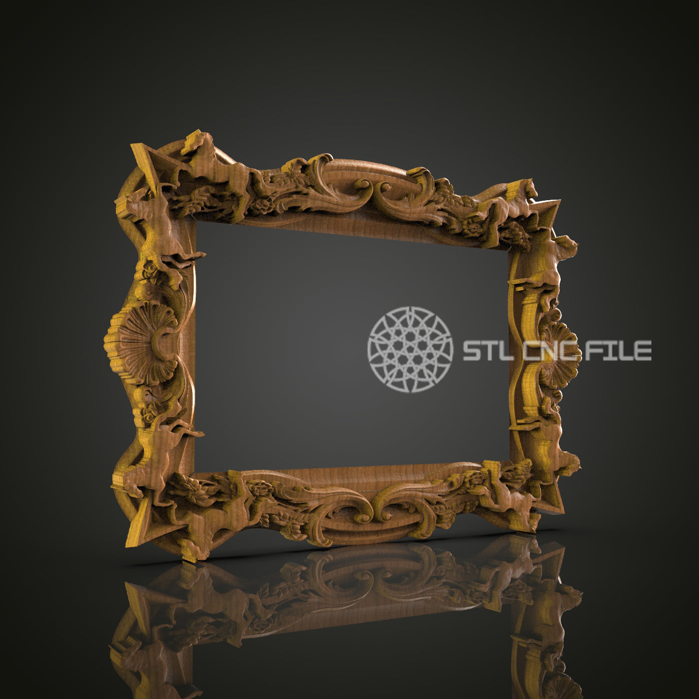 Baroque Ornate 3D Frame STL Model for CNC Router Engraver - Artcam, Aspire, CNC Files, Wall Decor, 3D Printer