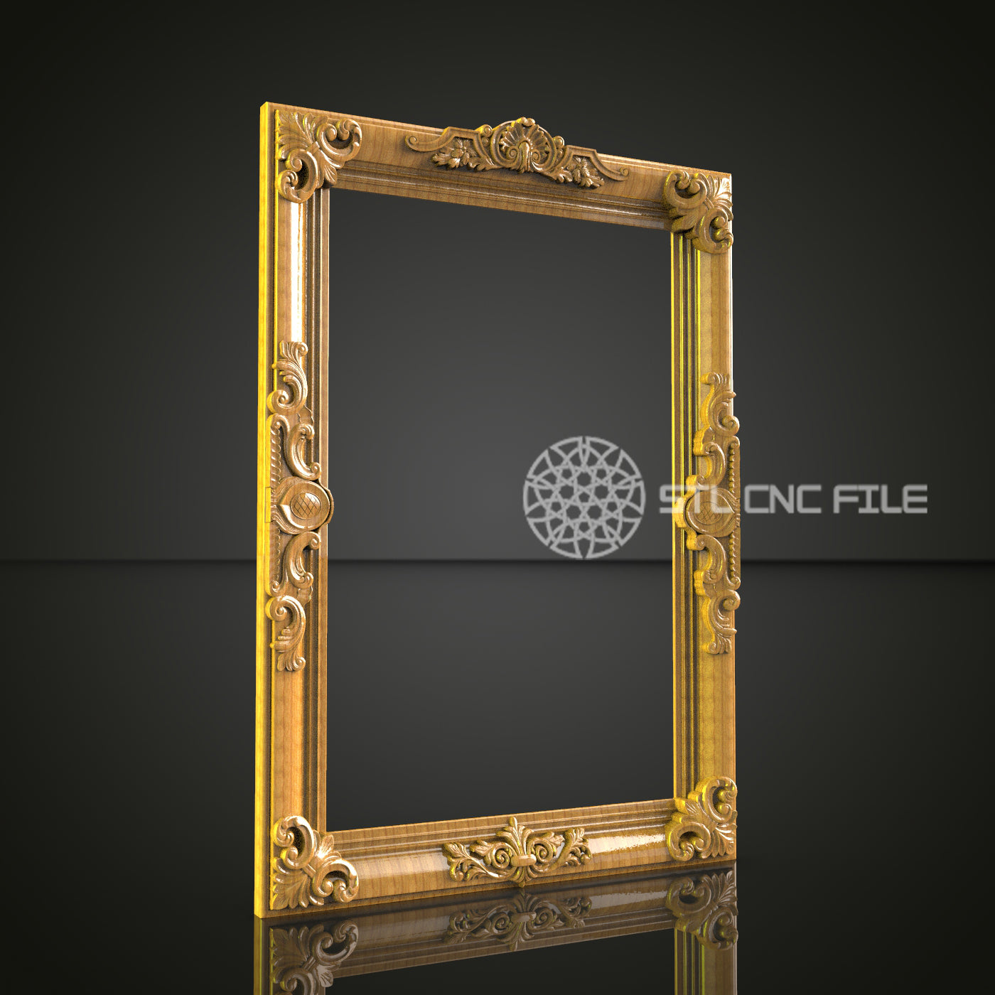 Luxurious CNC Router Engraved Wooden Frame - Classic Floral Design, Ideal for Art Displays & Home Decor