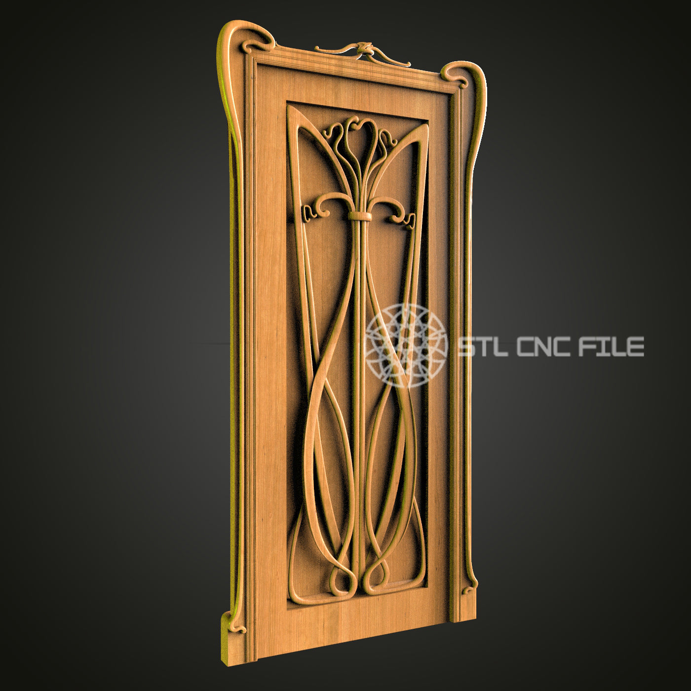 Art Nouveau Decorative Panel STL File - CNC Router and 3D Printer Ready - Elegant Home Decor and Art Installation Design
