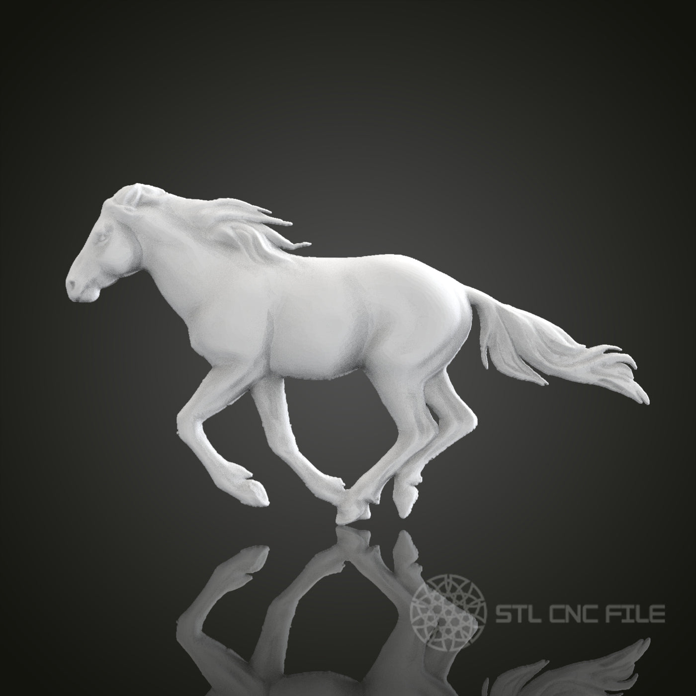 Running Horse 3D Relief Art for CNC Router, Artcam, Aspire, Wall Decor, STL Model, Compatible with 3D Printers